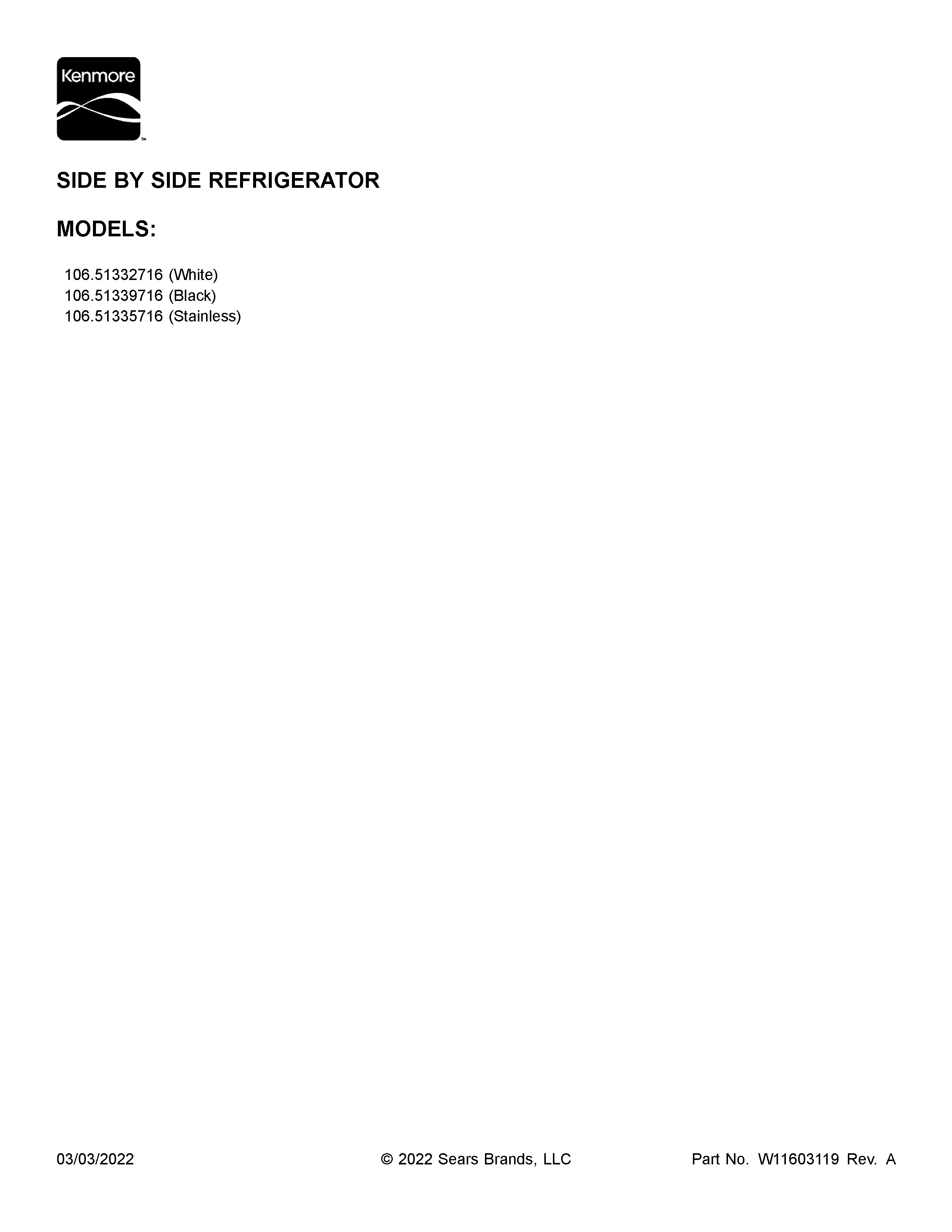 Kenmore 10651339716 cover sheet diagram