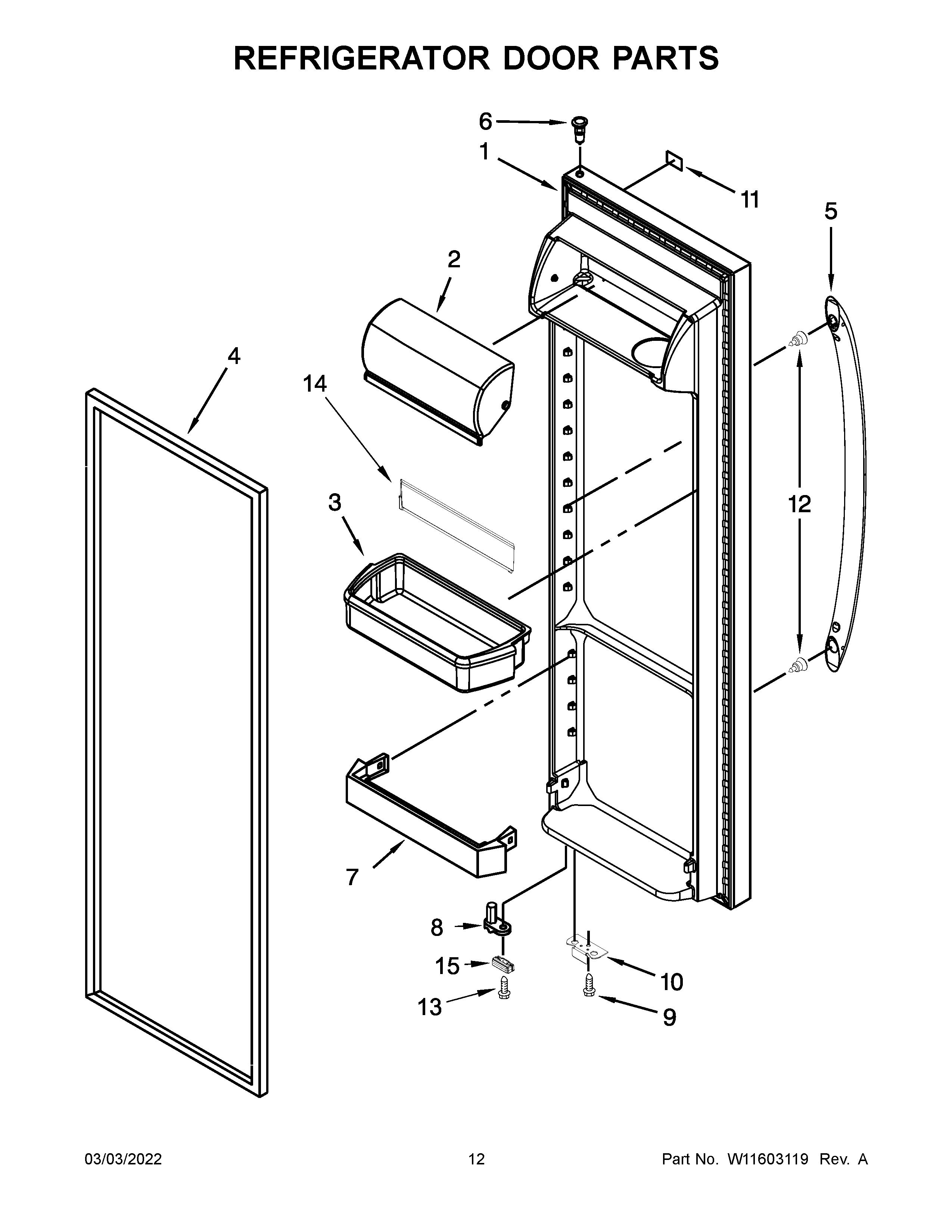 Kenmore 10651339716 refrigerator door parts diagram