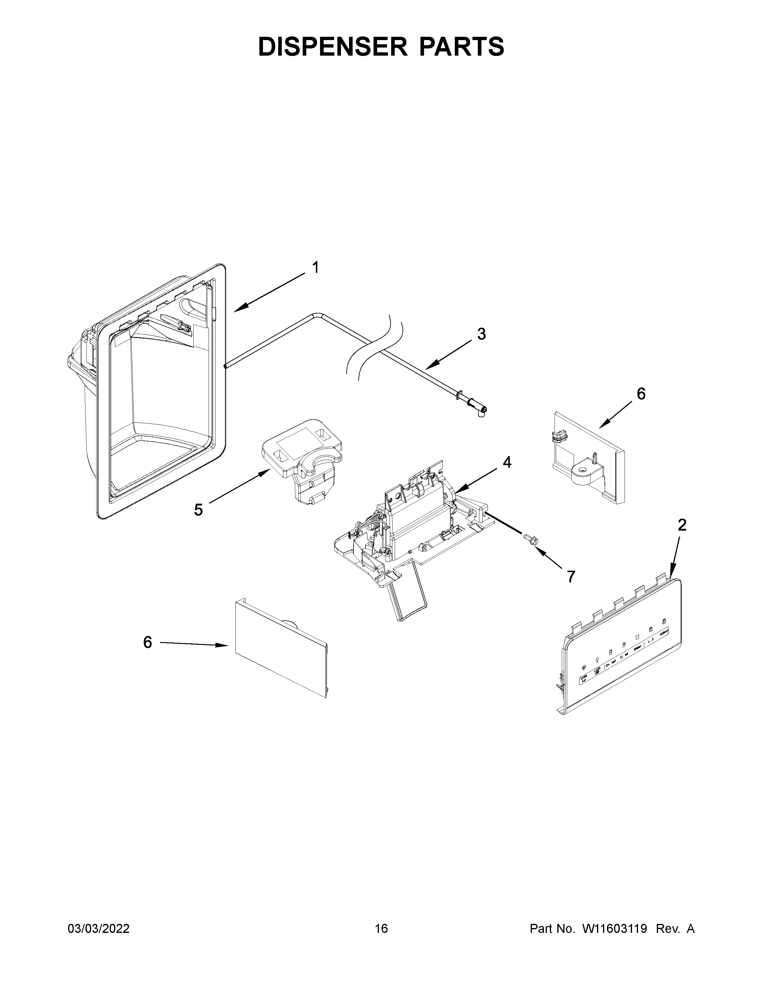 Kenmore 10651339716 dispenser parts diagram