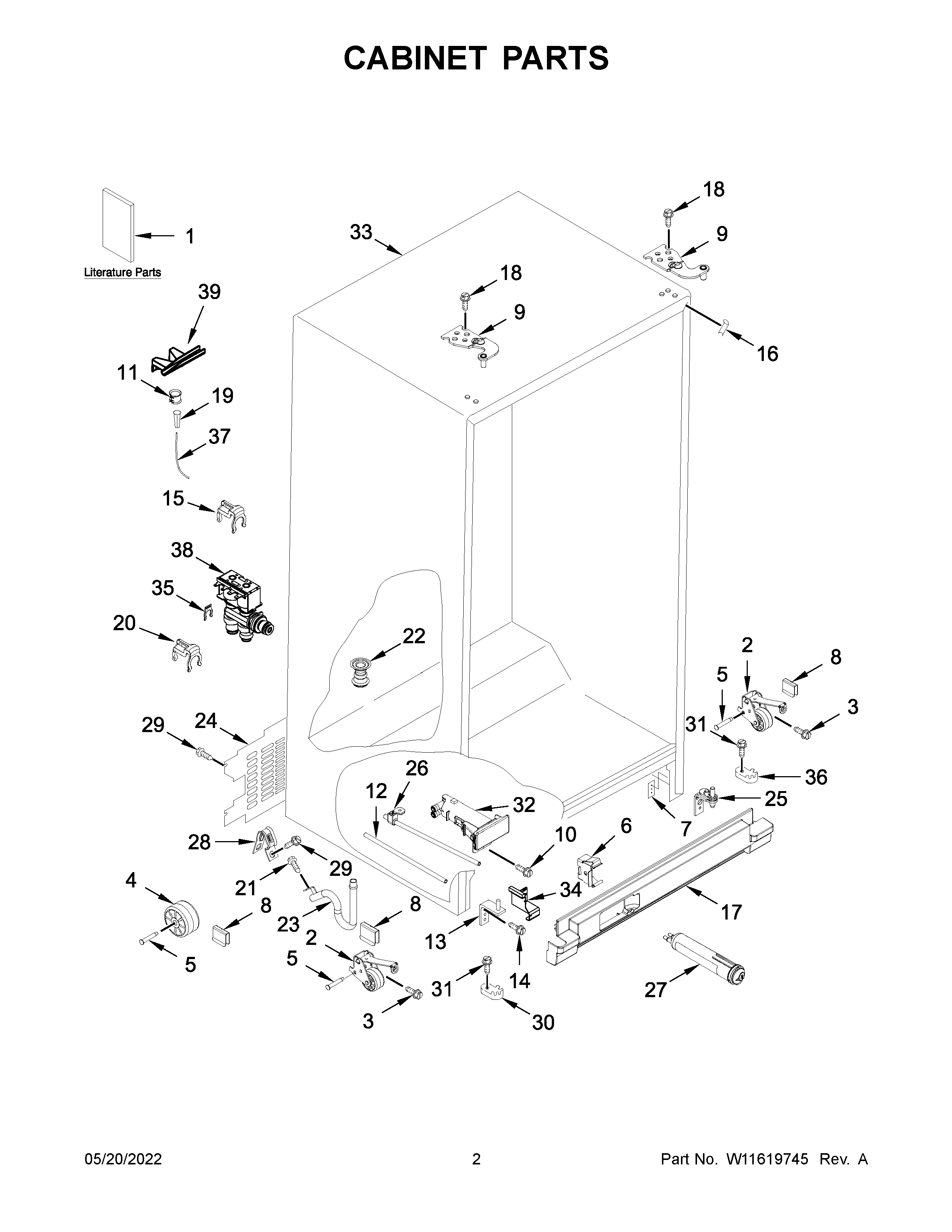 Kenmore 10651753718 cabinet parts diagram