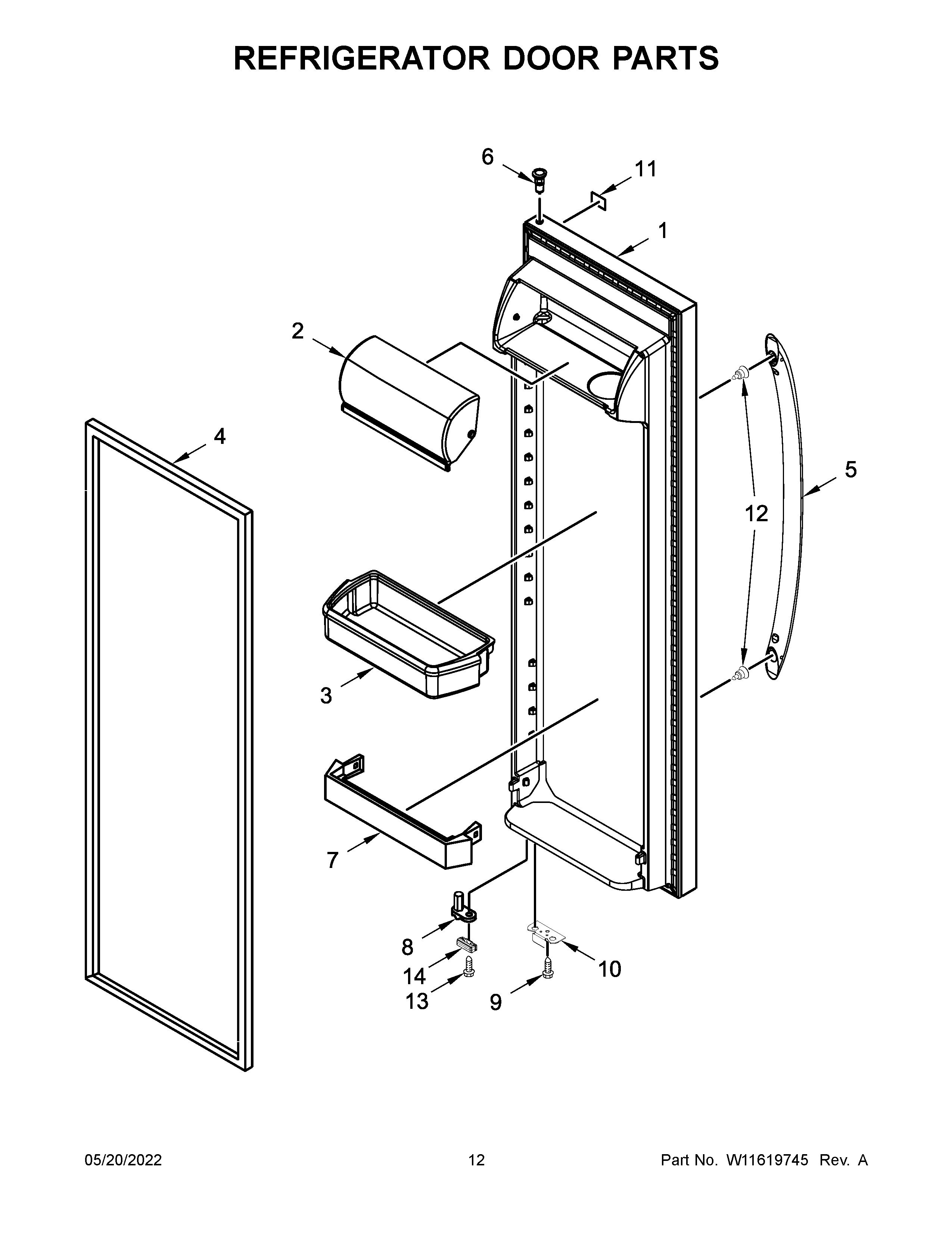 Kenmore 10651753718 refrigerator door parts diagram