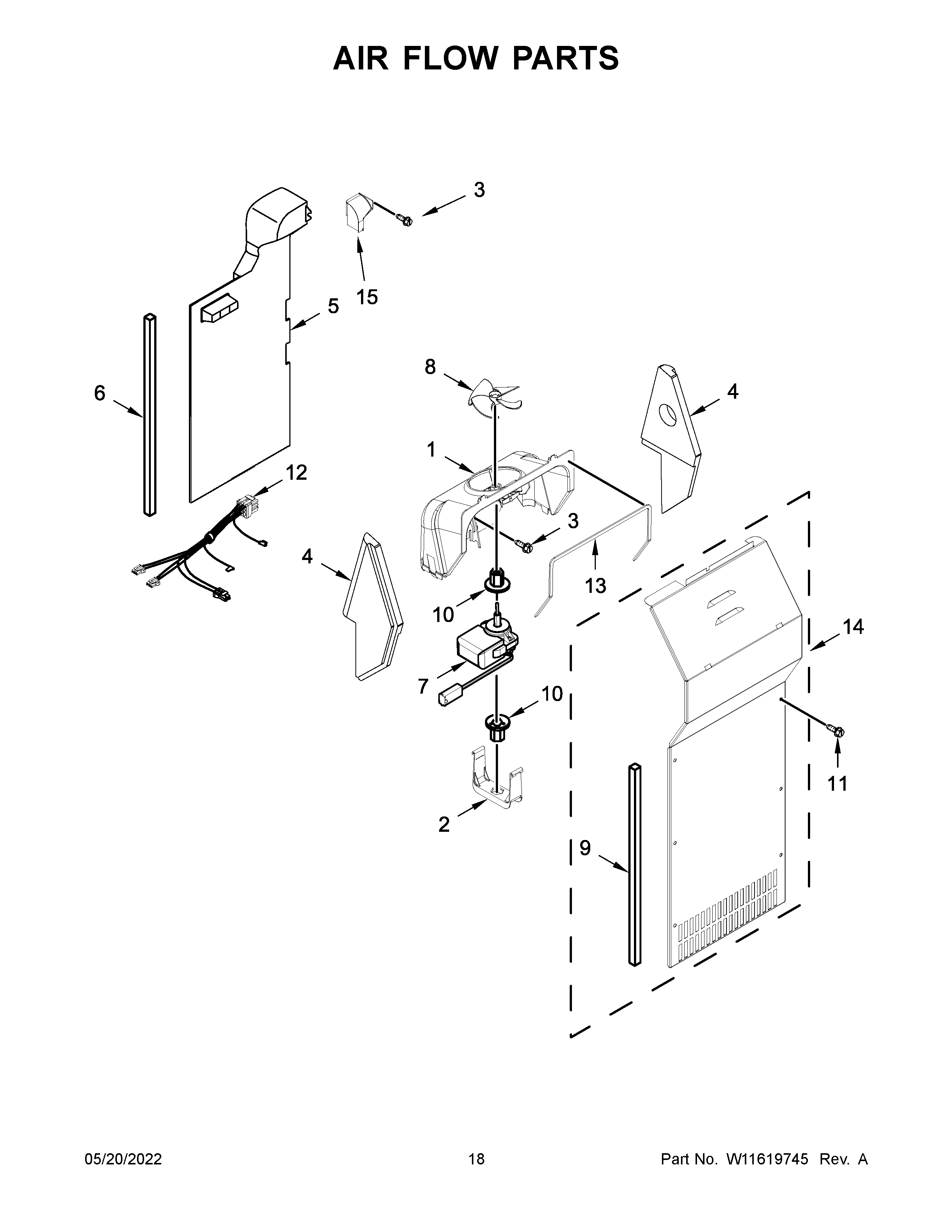 Kenmore 10651753718 air flow parts diagram