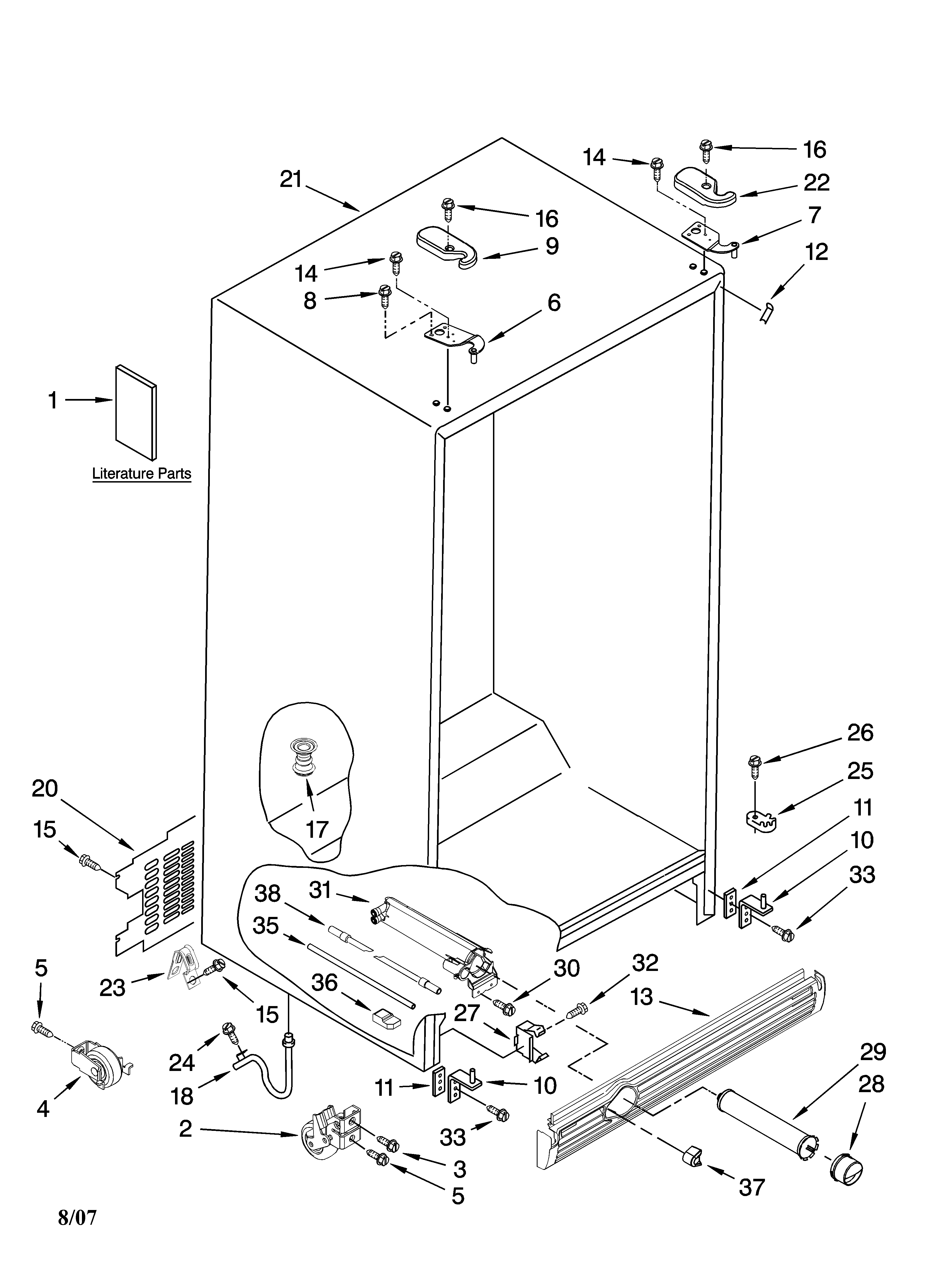 Kenmore 10657989700 cabinet parts diagram