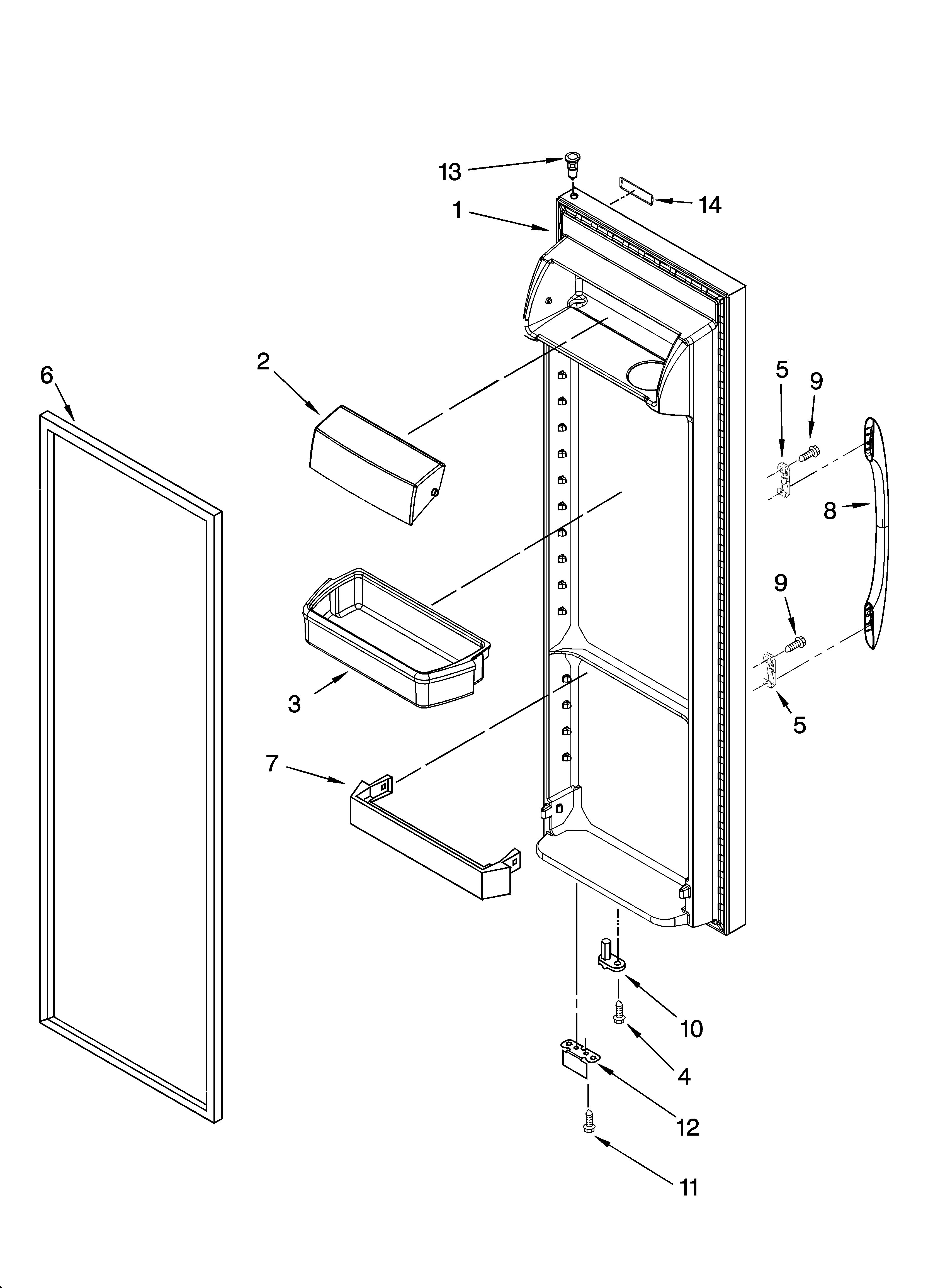 Kenmore 10657989700 refrigerator door parts diagram