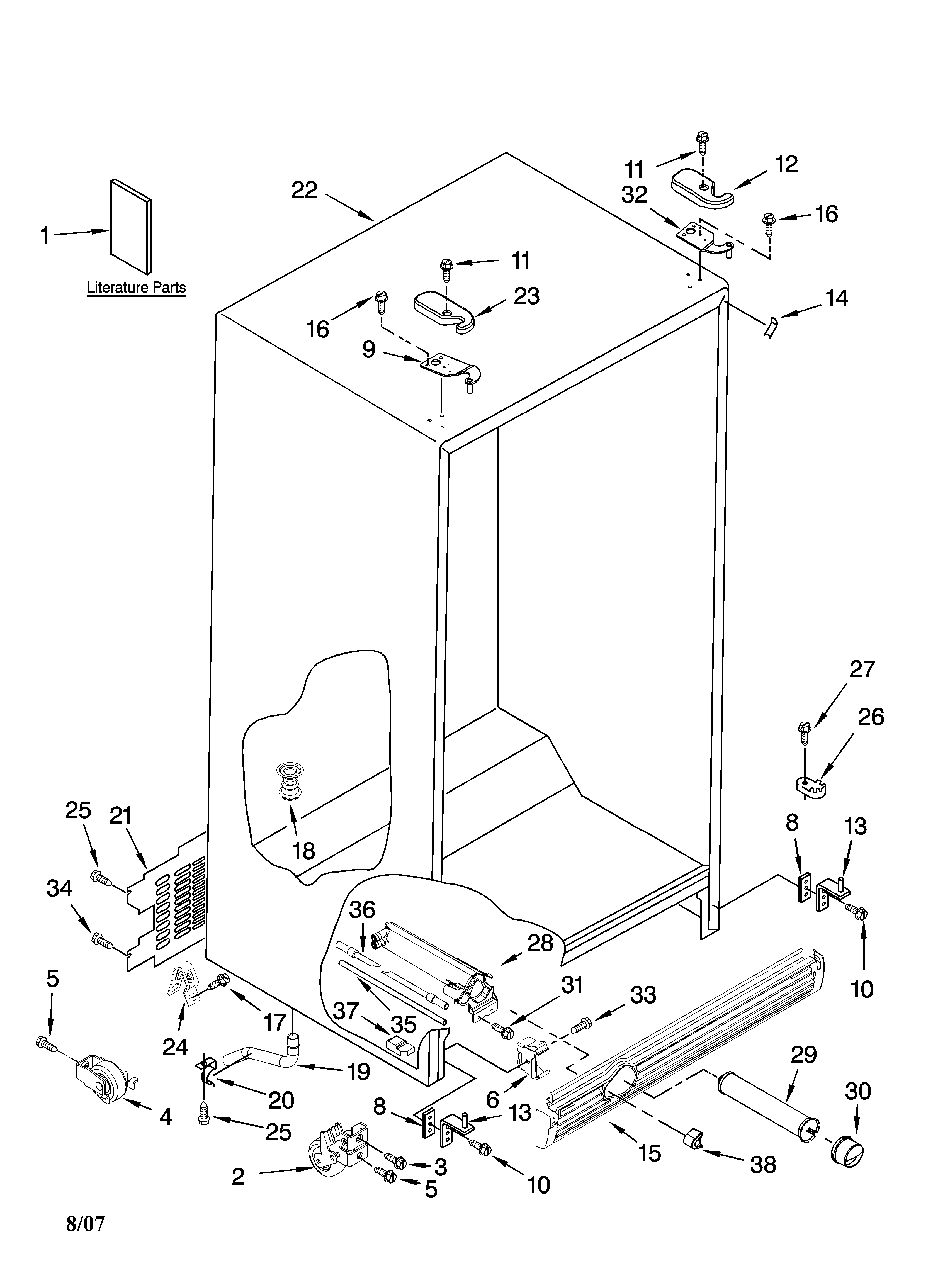 Kenmore Elite 10658973700 cabinet parts diagram