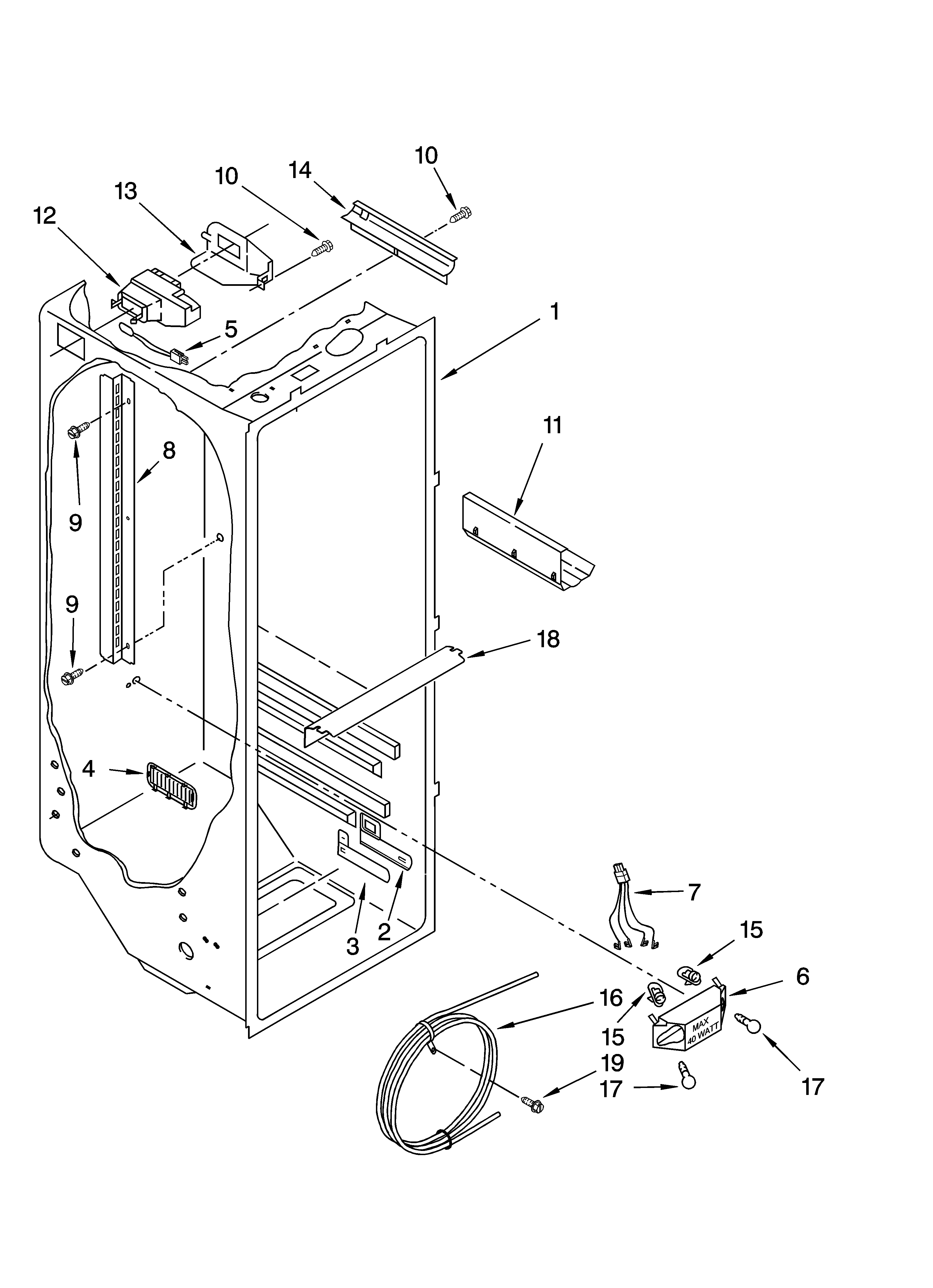 Kenmore Elite 10658973700 refrigerator liner parts diagram