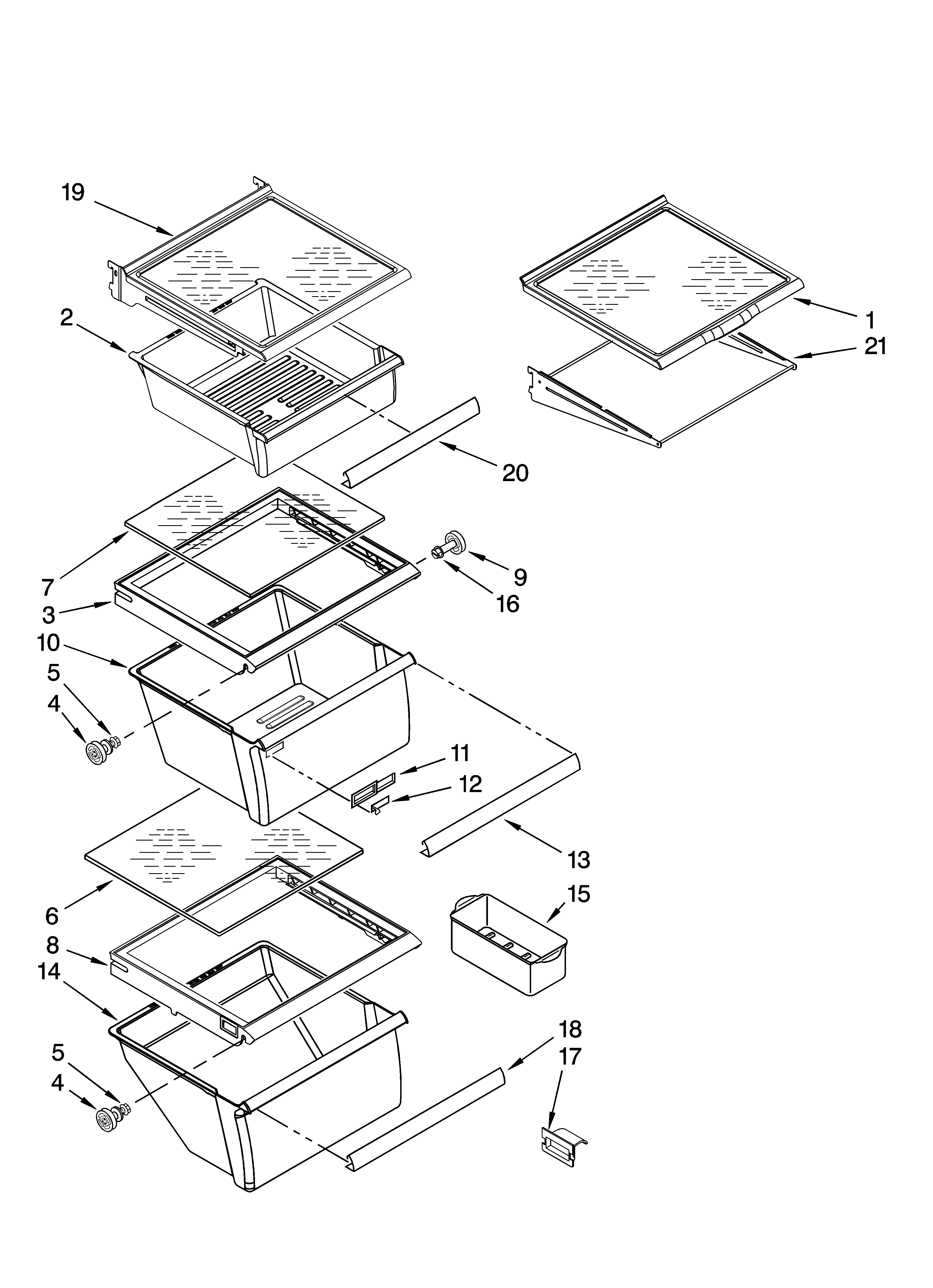 Kenmore Elite 10658973700 refrigerator shelf parts diagram