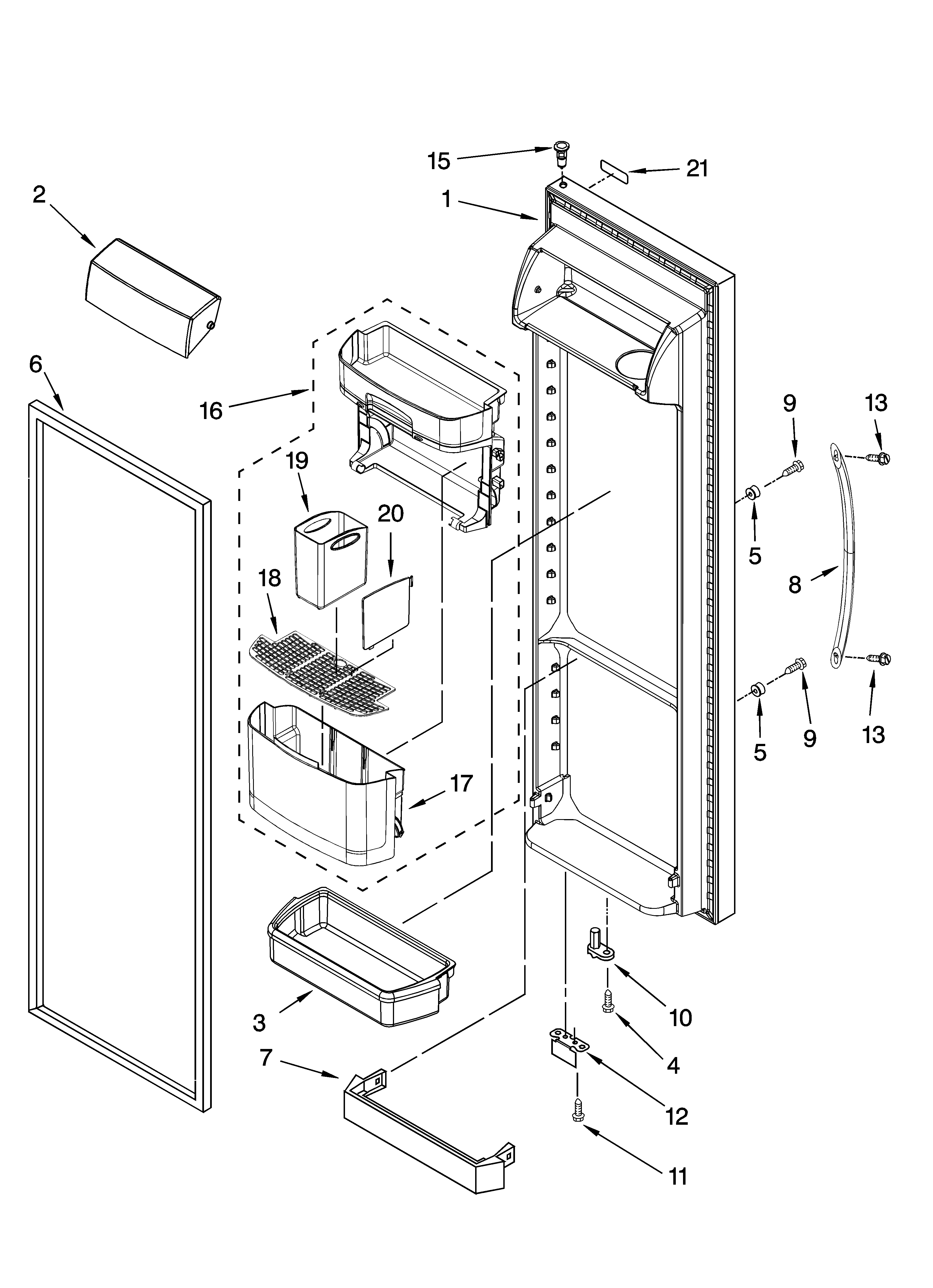Kenmore Elite 10658973700 refrigerator door parts diagram