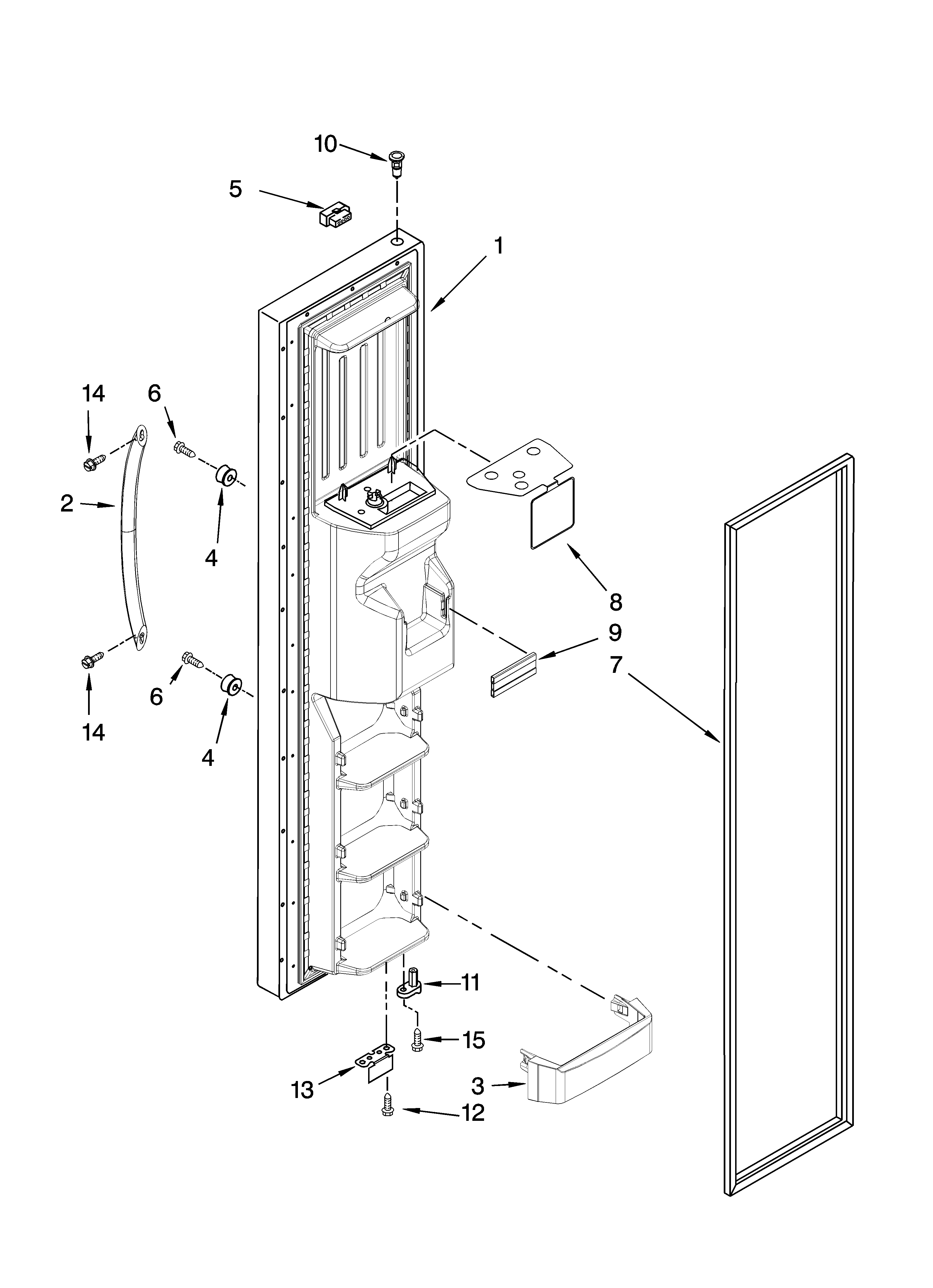 Kenmore Elite 10658973700 freezer door parts diagram
