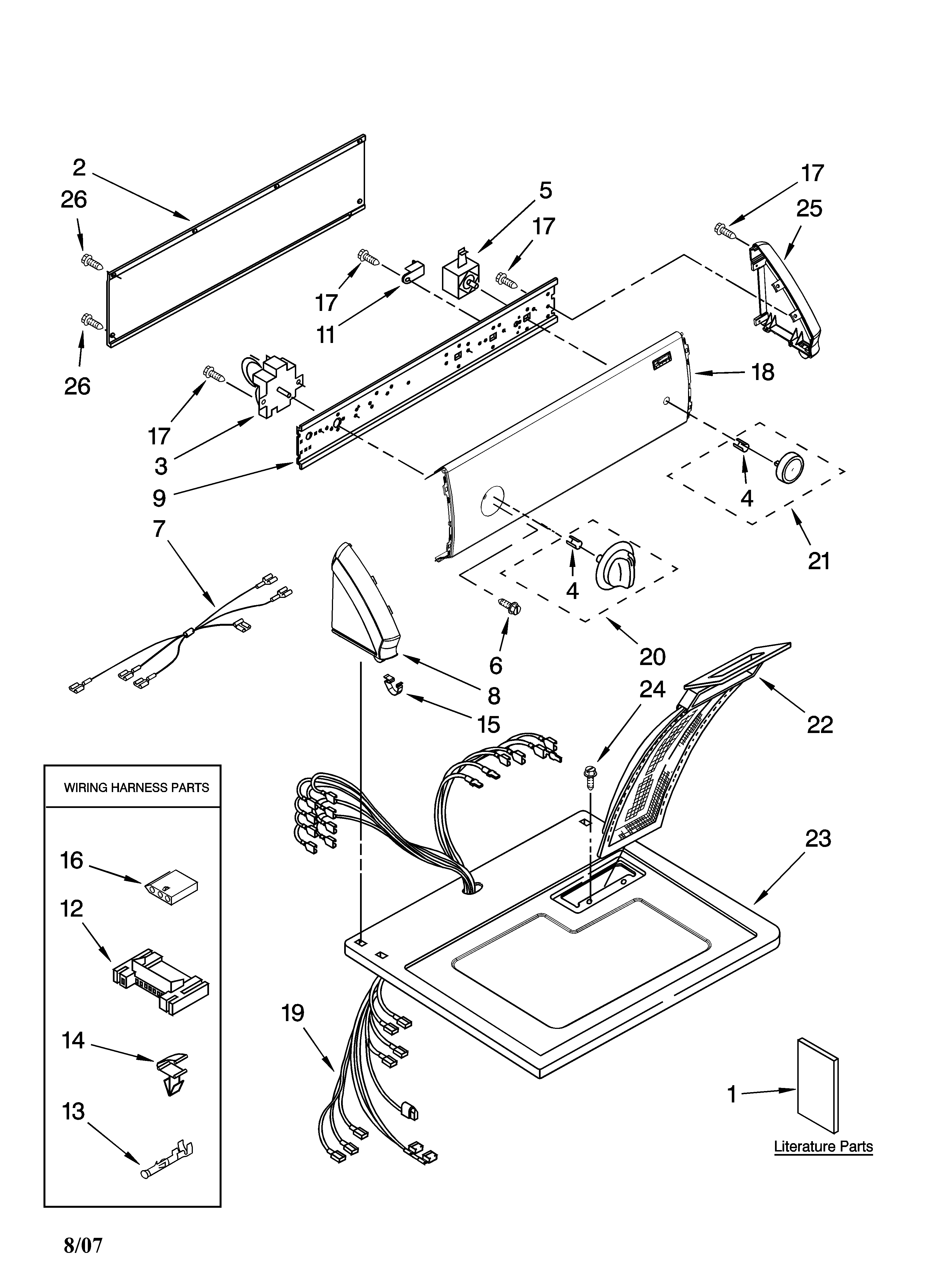 Kenmore 11068422700 top and console parts diagram