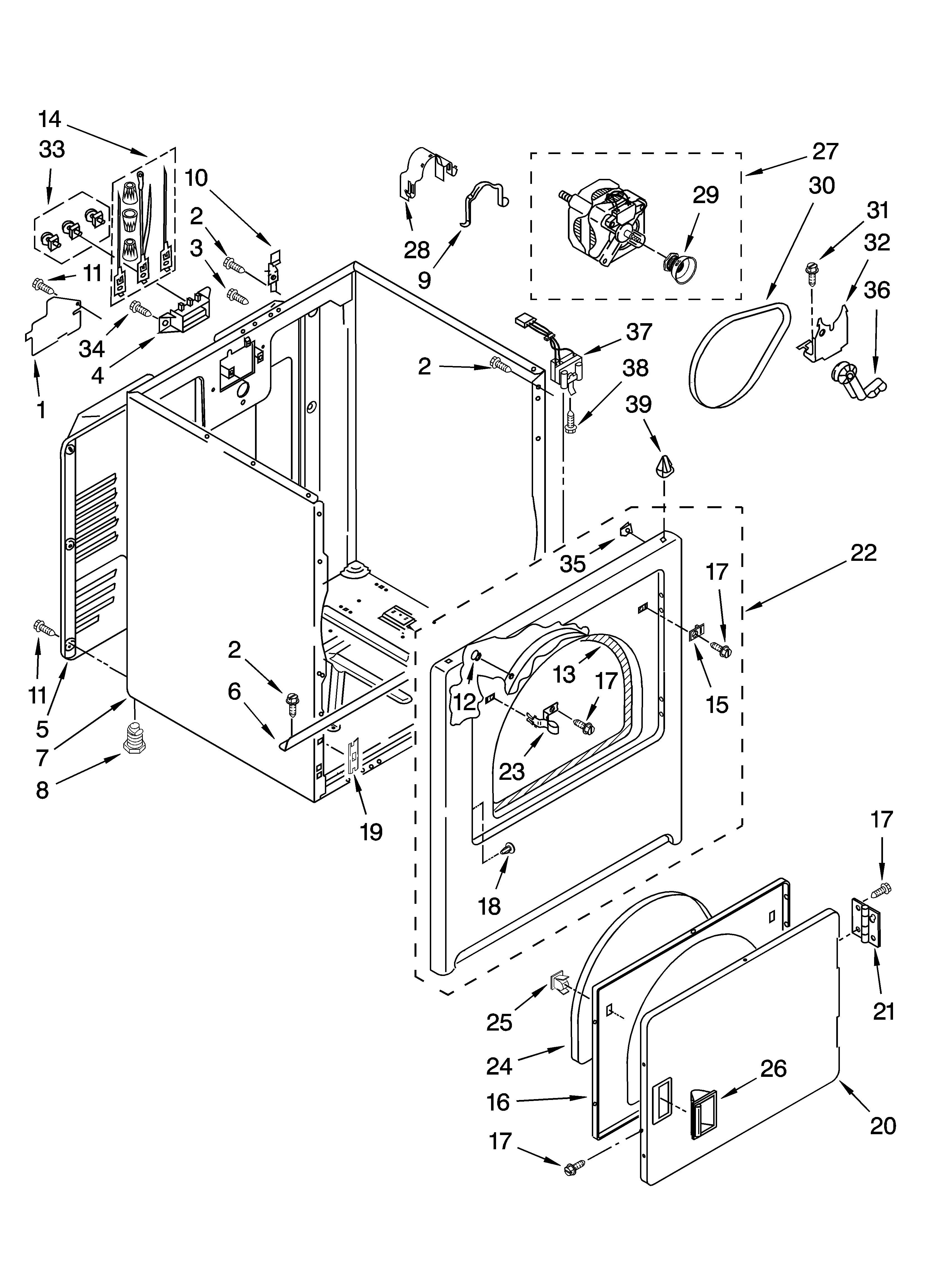 Kenmore 11068422700 cabinet parts diagram