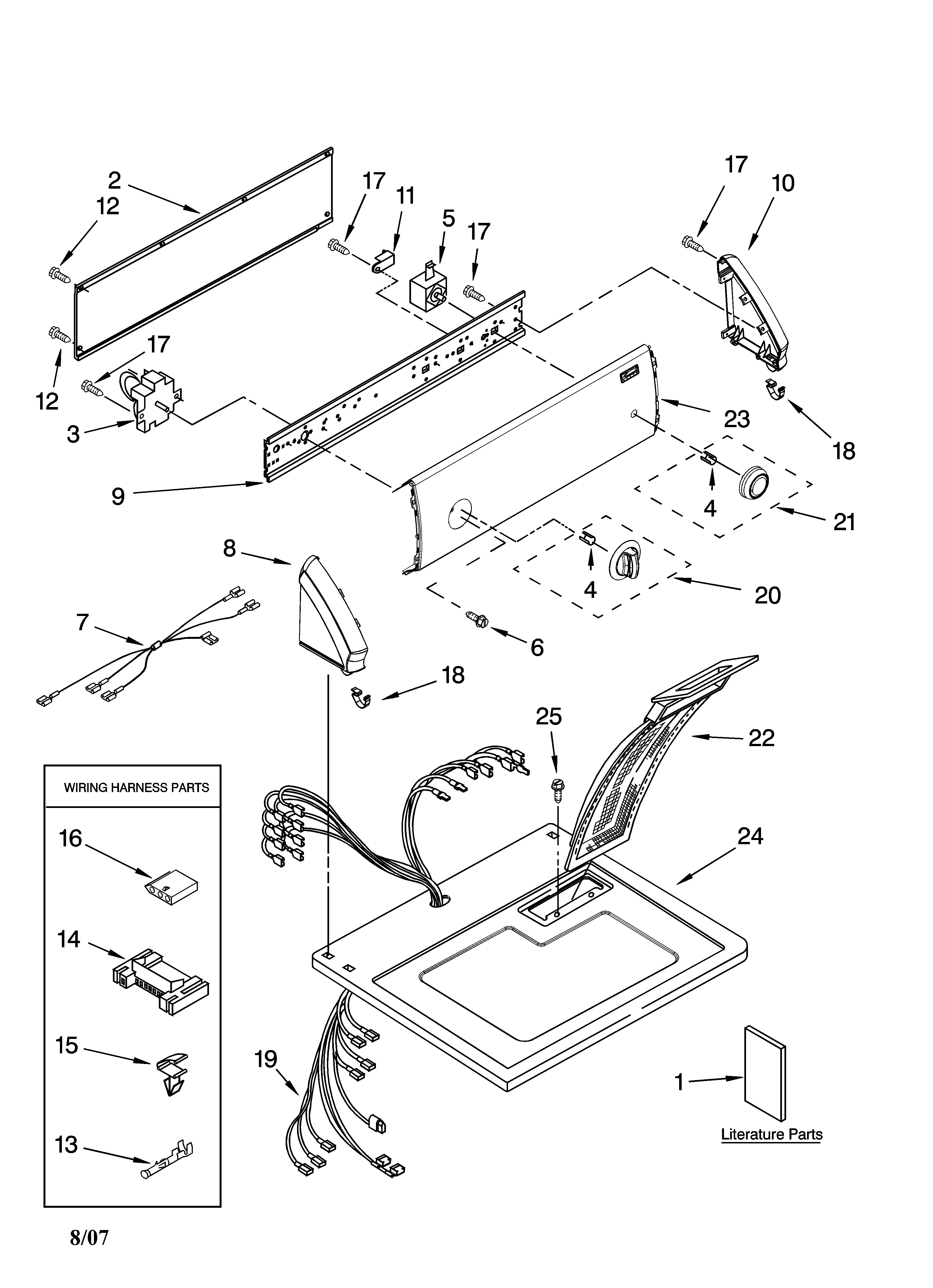Kenmore 11068432700 top and console parts diagram
