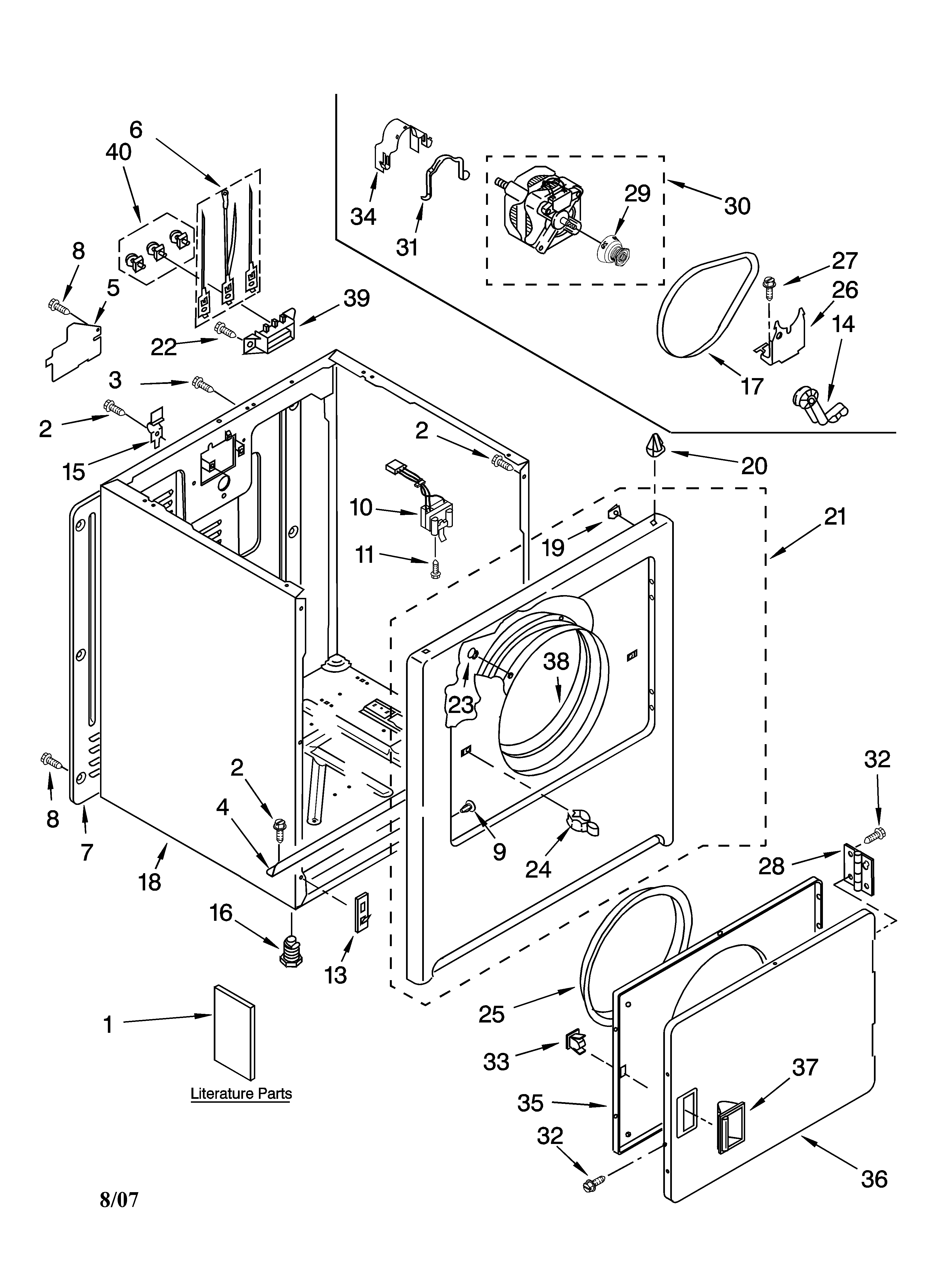 Kenmore 11068652700 cabinet parts diagram