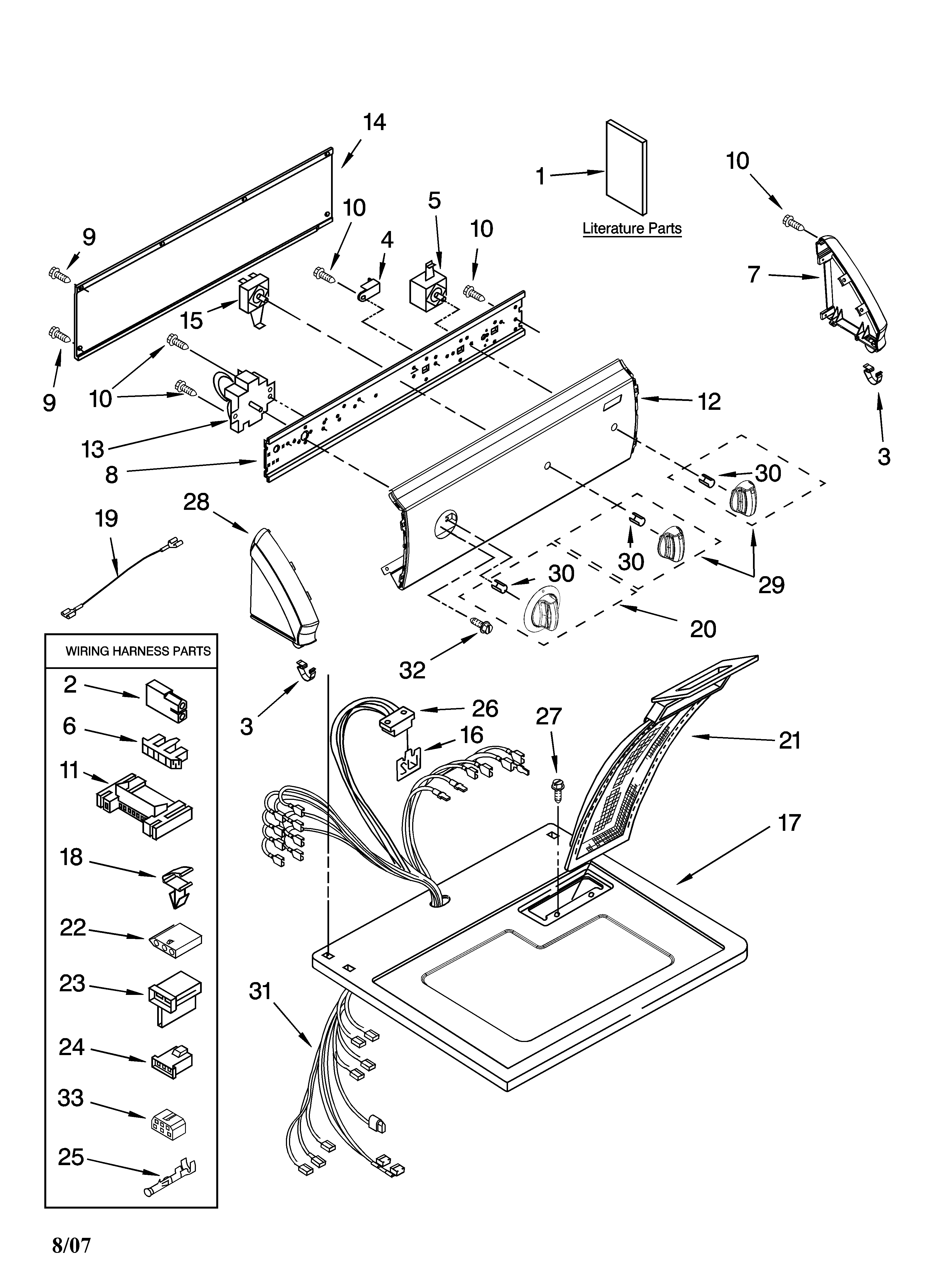 Kenmore 11078652700 top and console parts diagram
