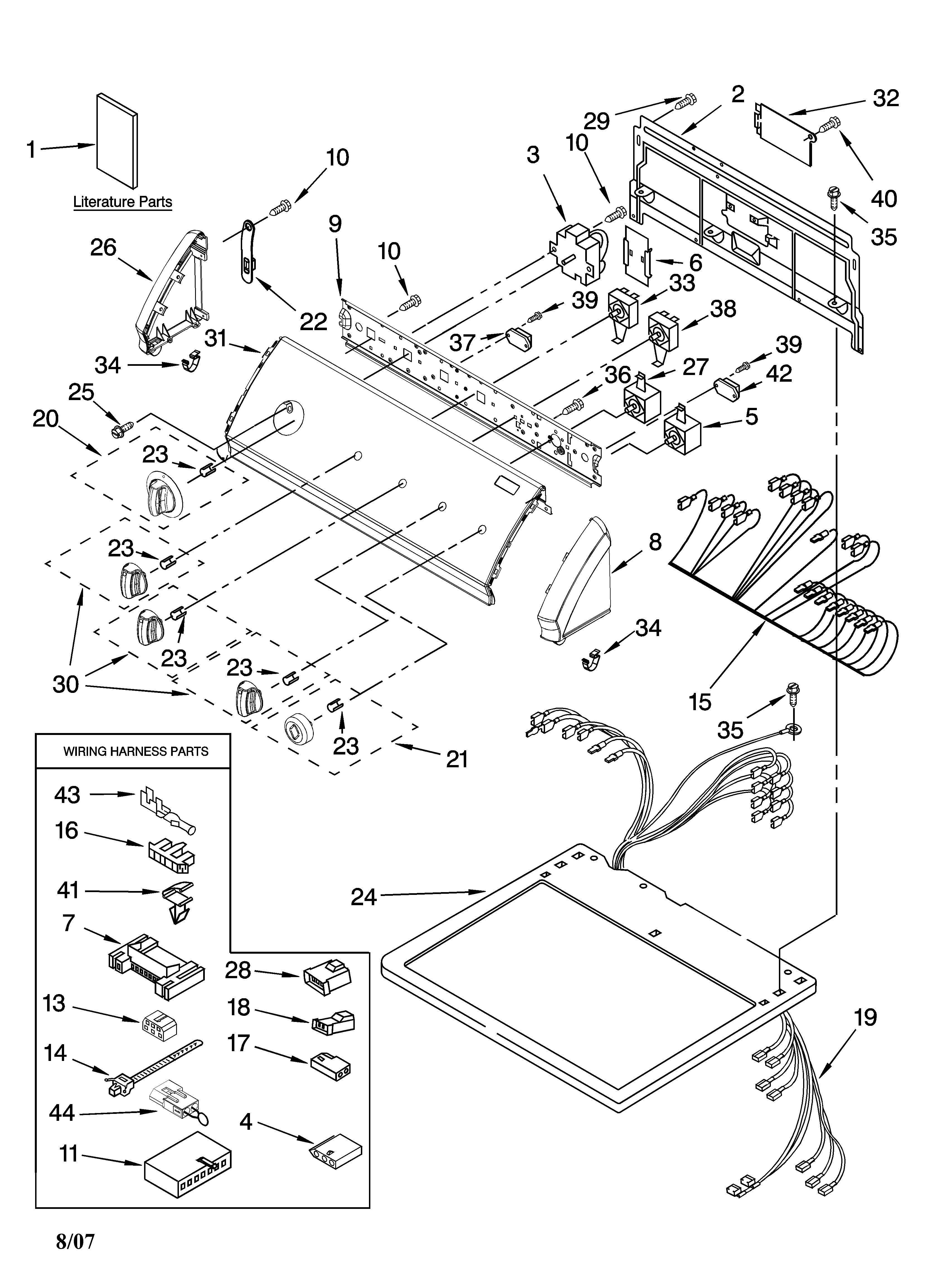 Kenmore 11078822700 top and console parts diagram