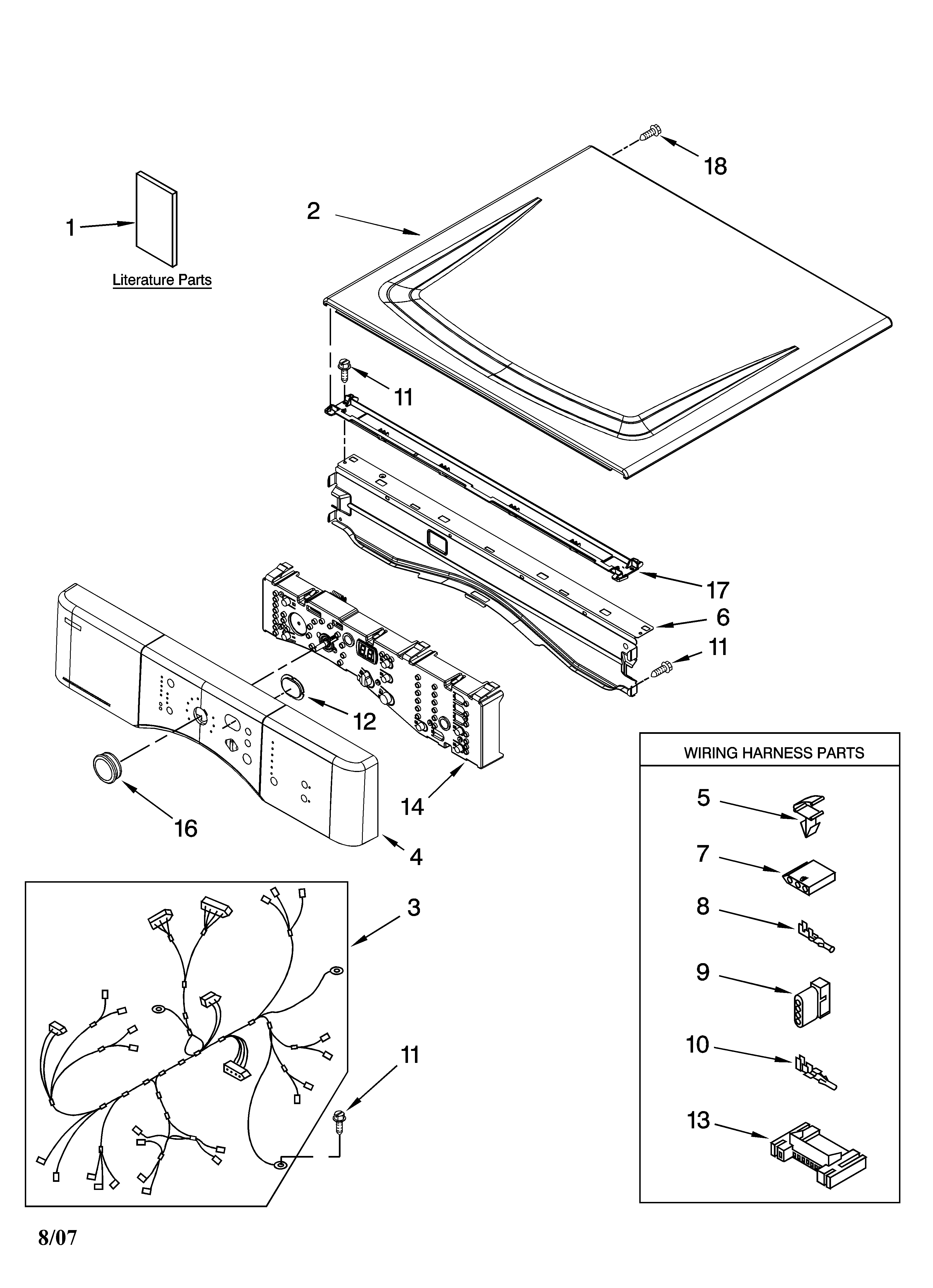 Kenmore 11087566602 top and console parts diagram