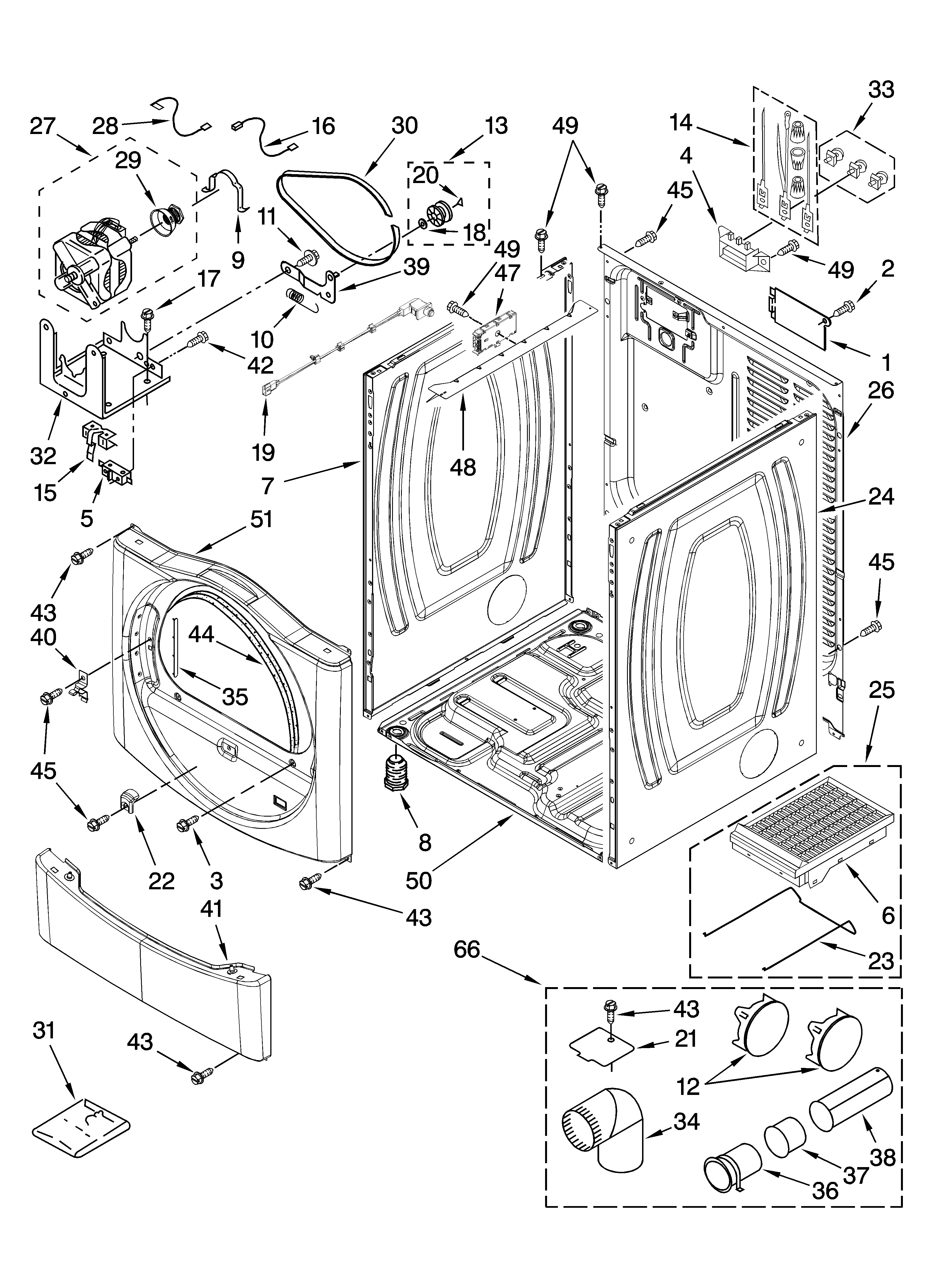 Kenmore 11087566602 cabinet parts diagram