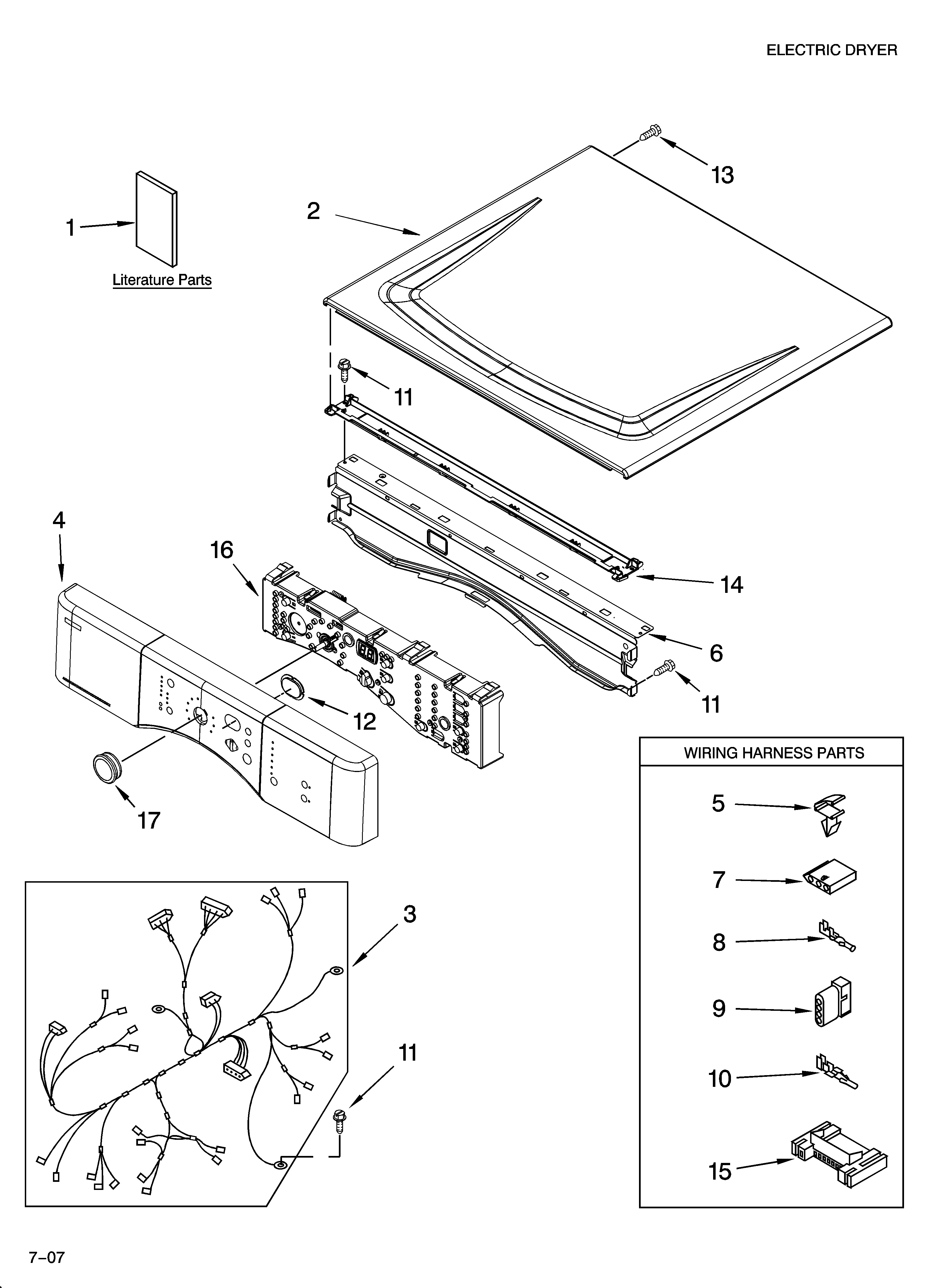 Sears Canada 110C87572601 top and console parts diagram