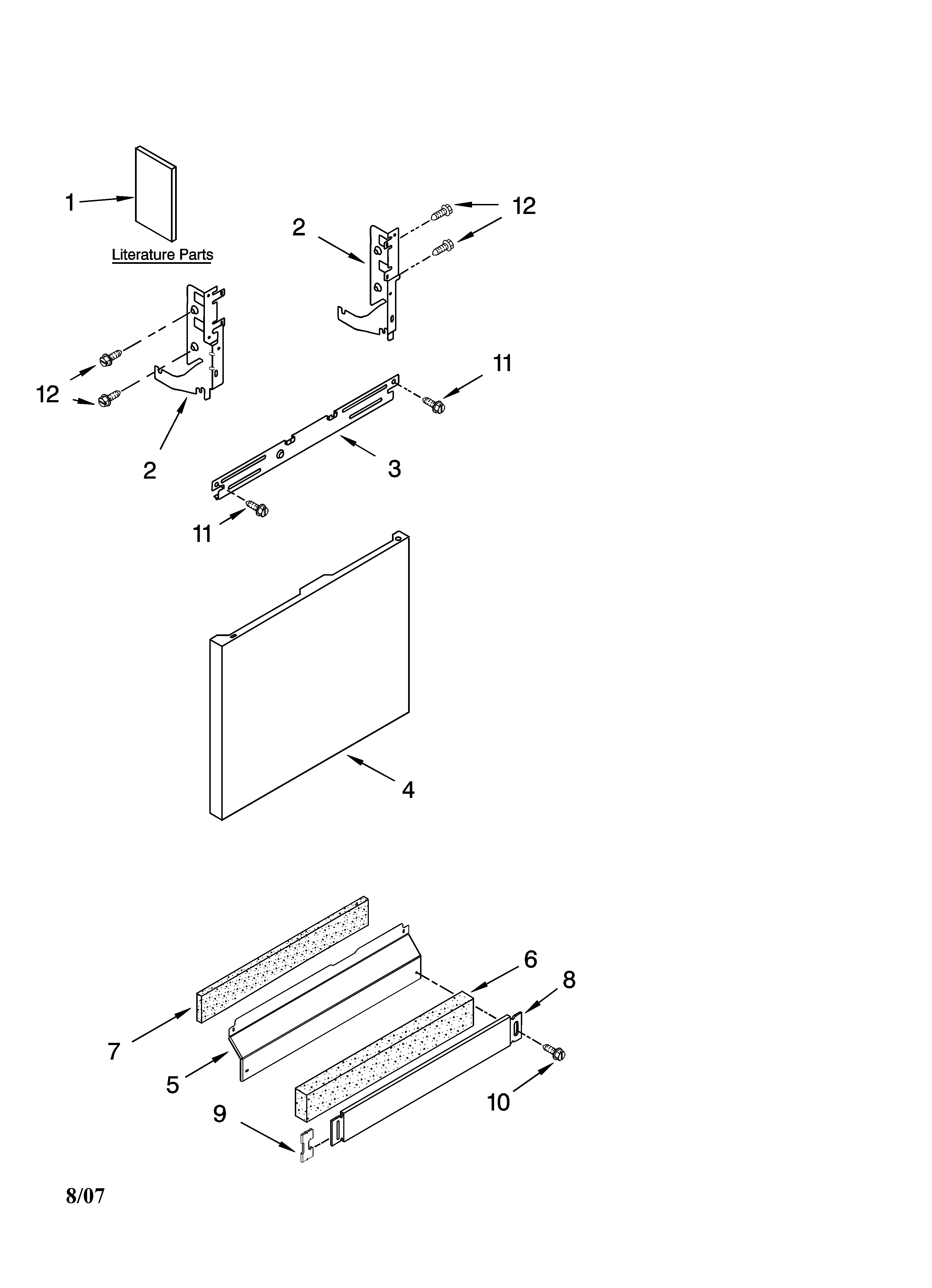 Kenmore Elite 66513852K600 door and panel parts diagram