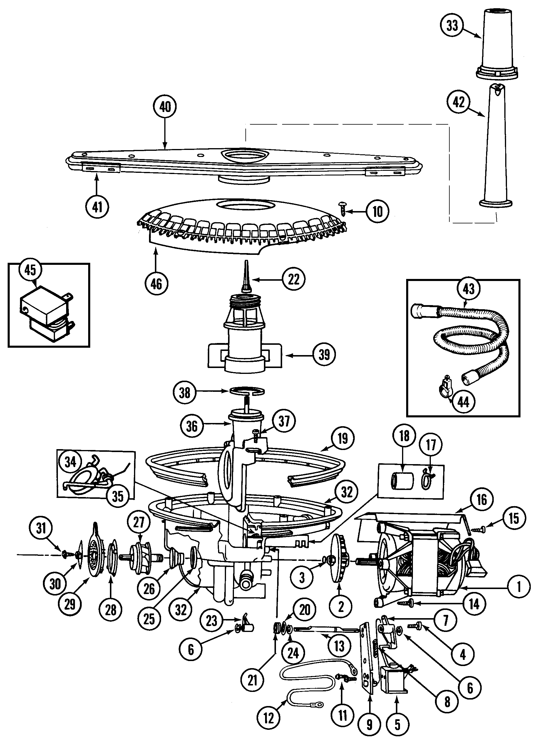 Magic Chef OEMM1-DU2JV pump & motor diagram