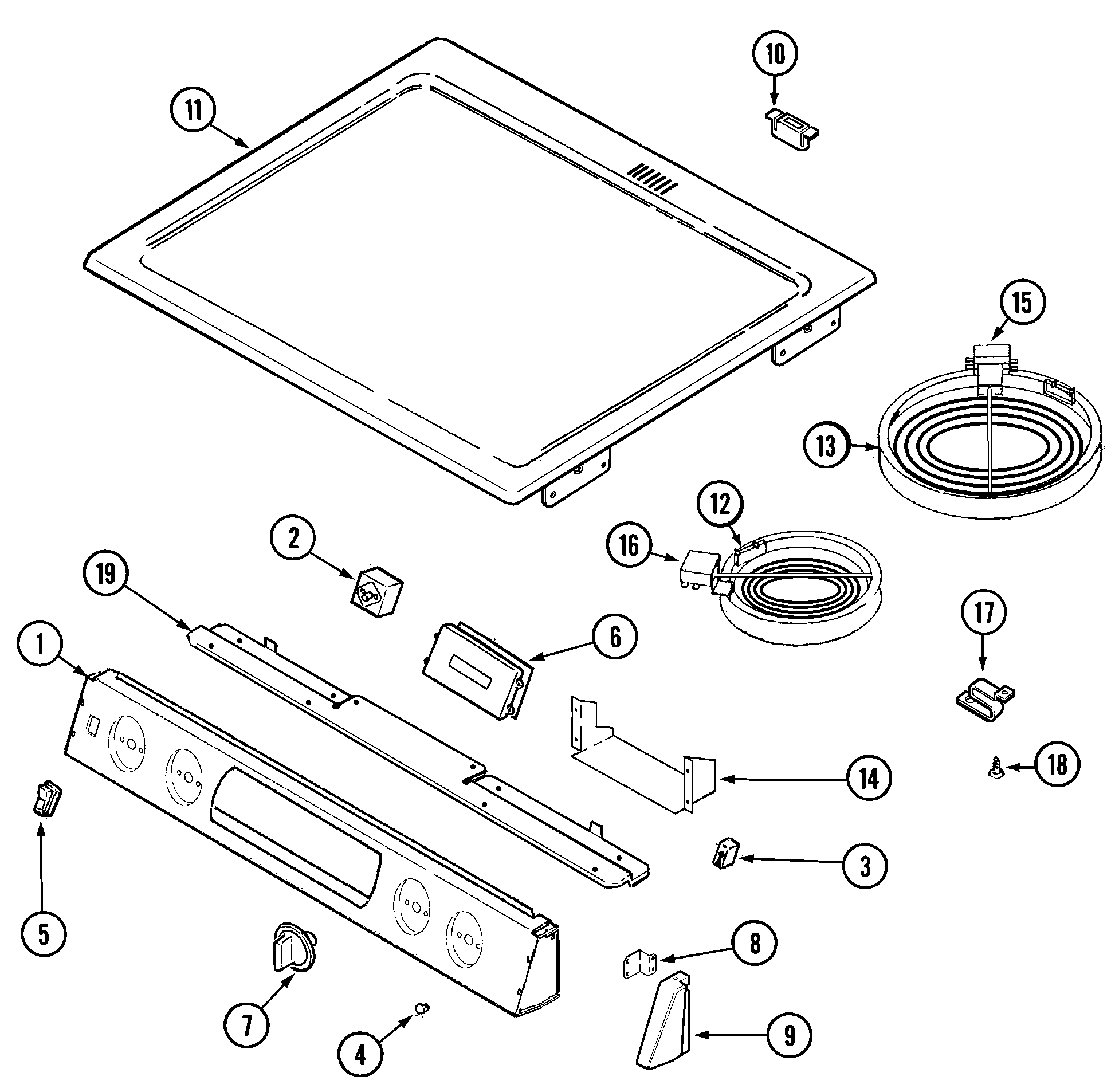 Magic Chef CEP3760AAA top assembly diagram