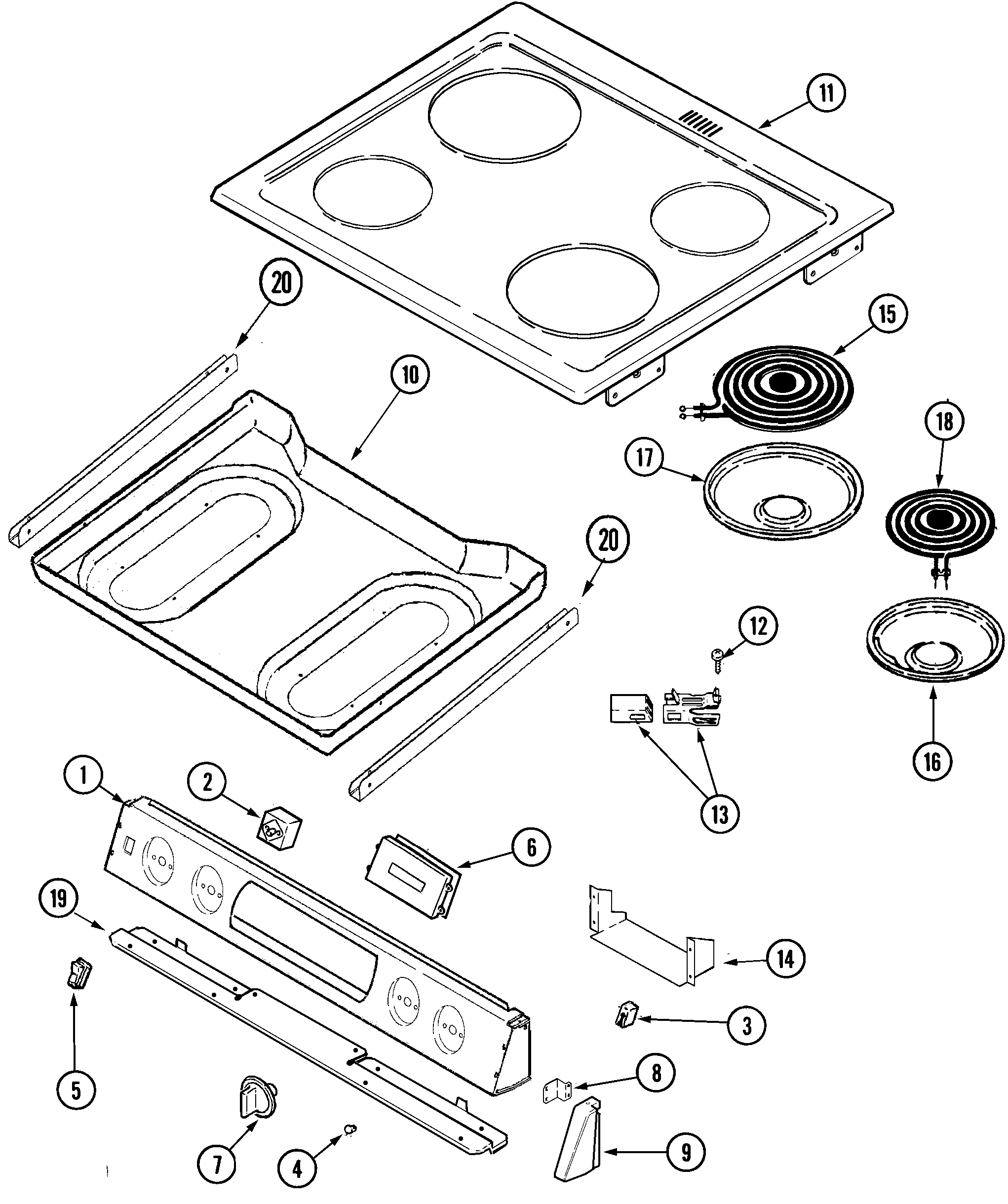 Magic Chef CES3540ACC top assembly diagram