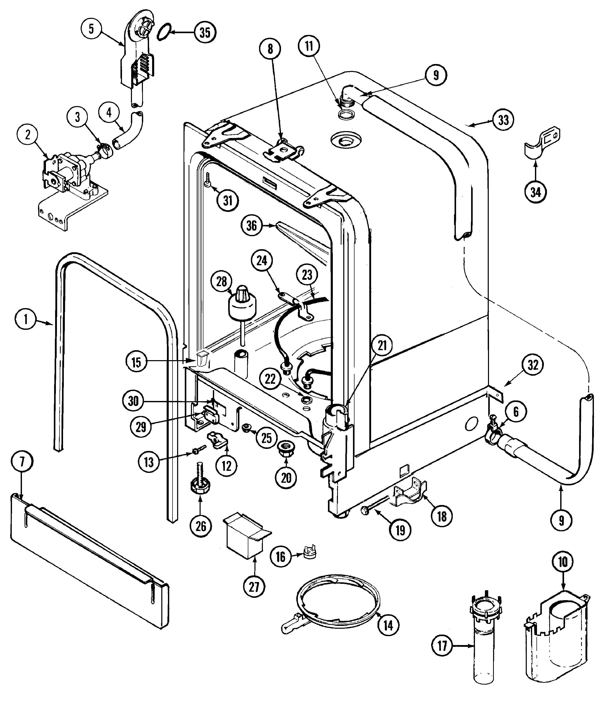 Magic Chef CDB6100AWN tub diagram