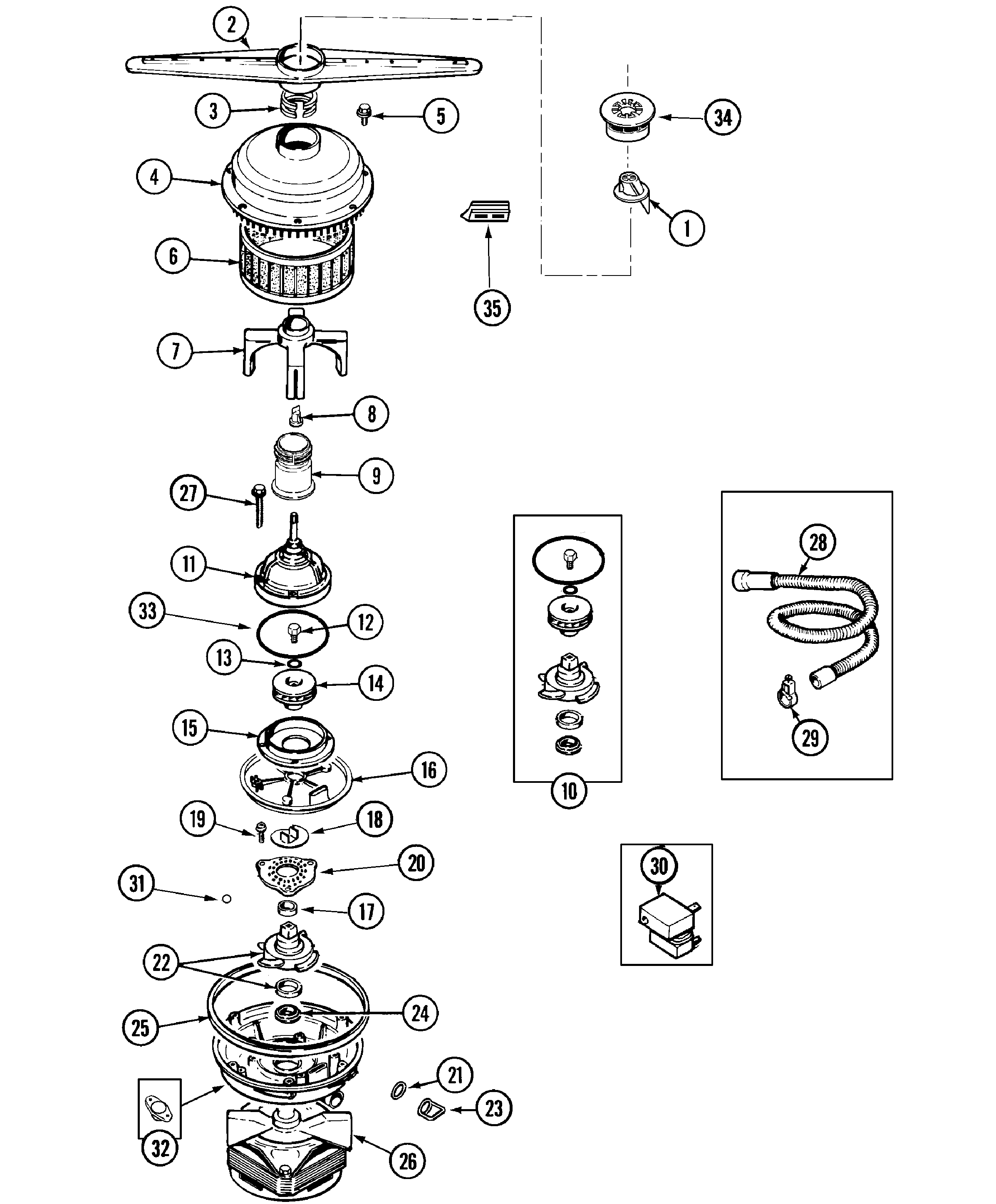 Magic Chef CDB6100AWN pump & motor diagram
