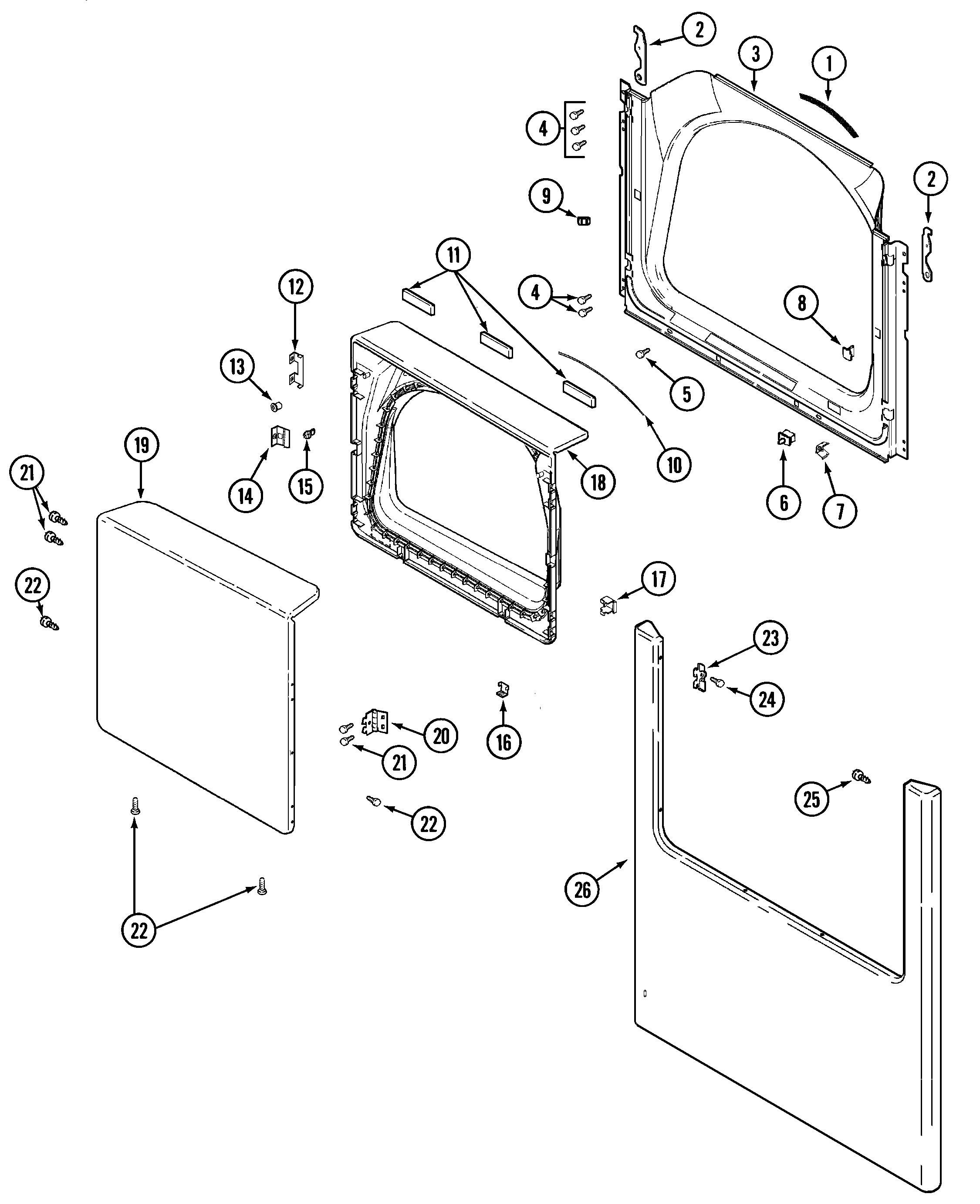 Maytag MDE16PDAGW door diagram
