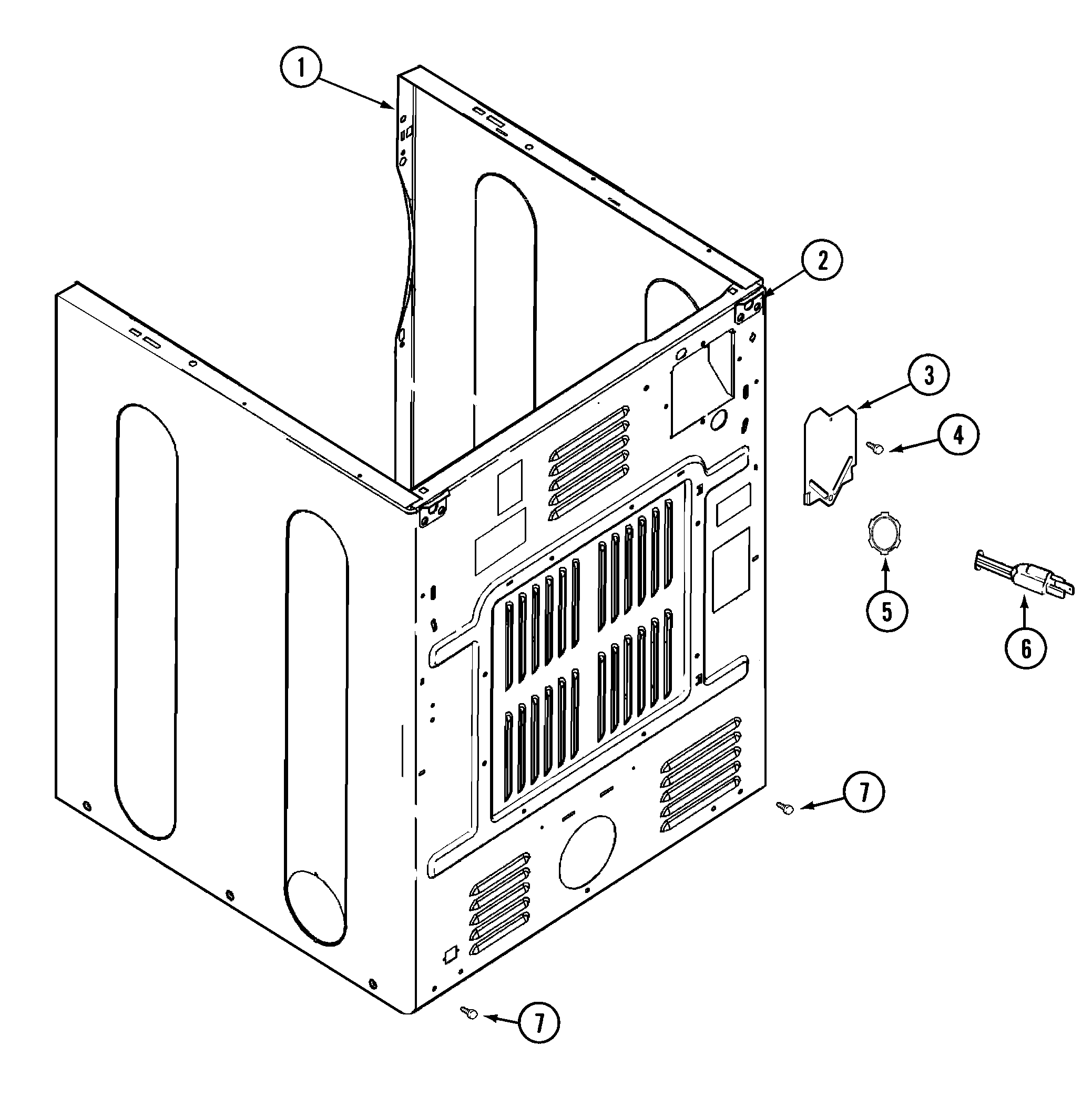 Maytag MDE16PDAGW cabinet-rear diagram