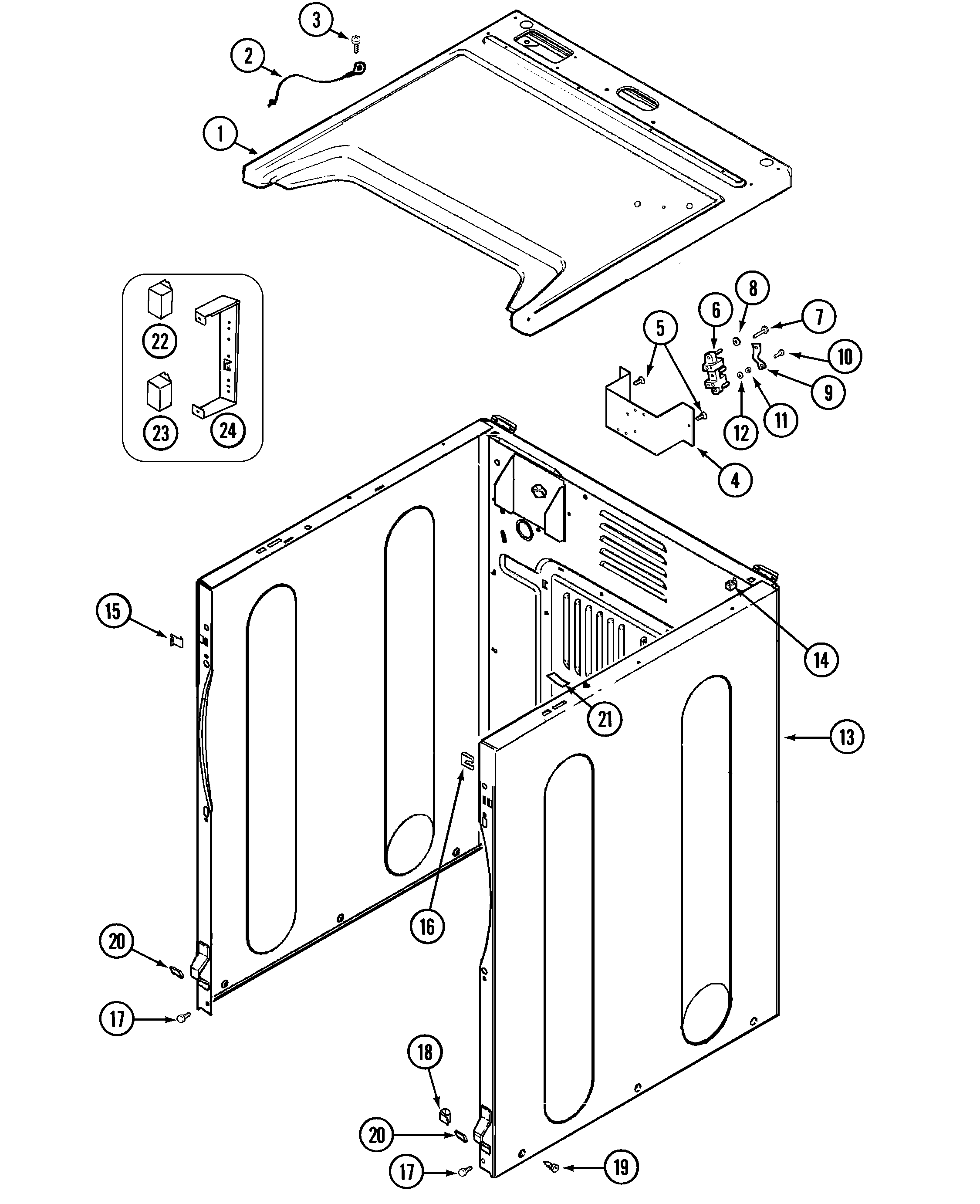 Maytag MDE16PDAYW cabinet-front diagram