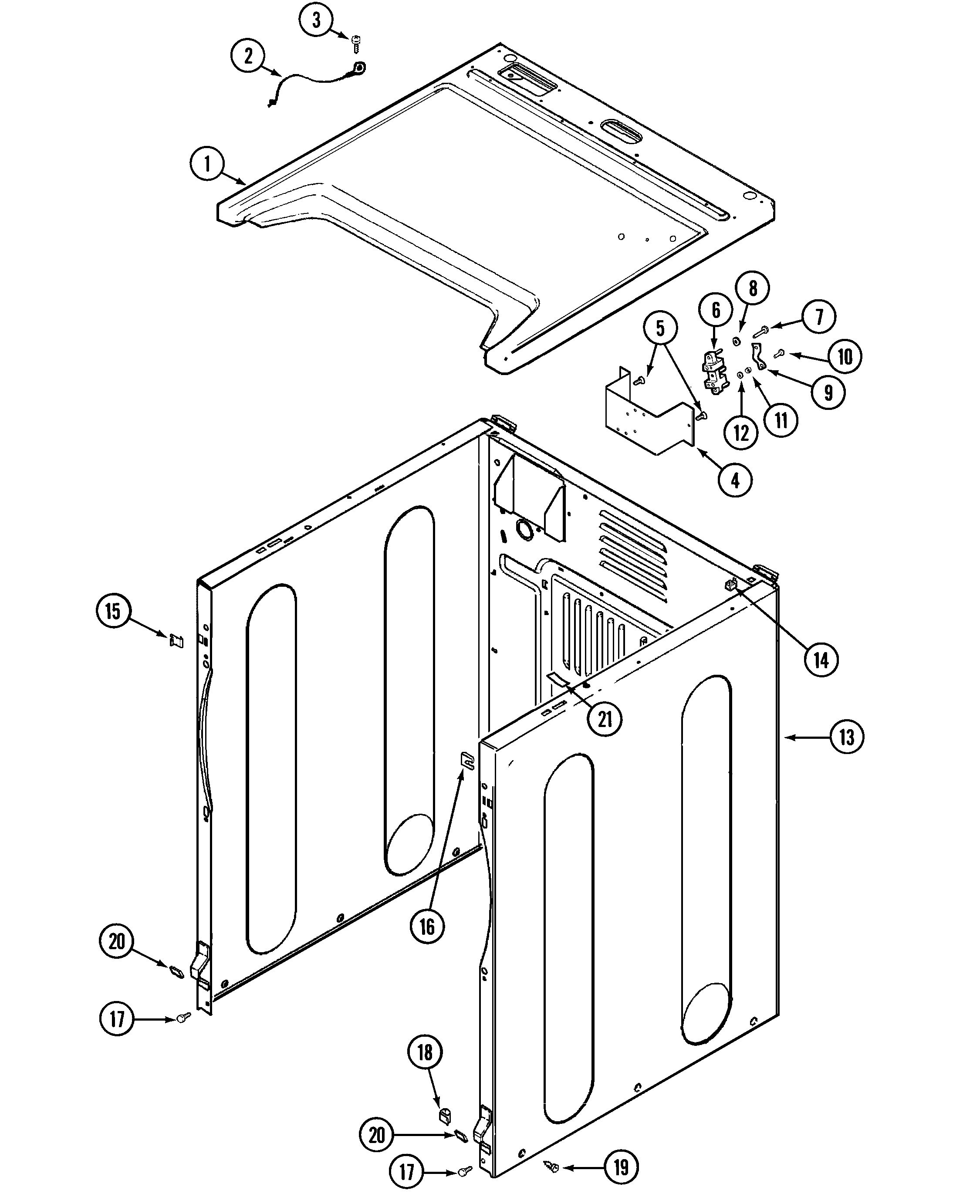 Maytag MDE16PRAGW cabinet-front diagram