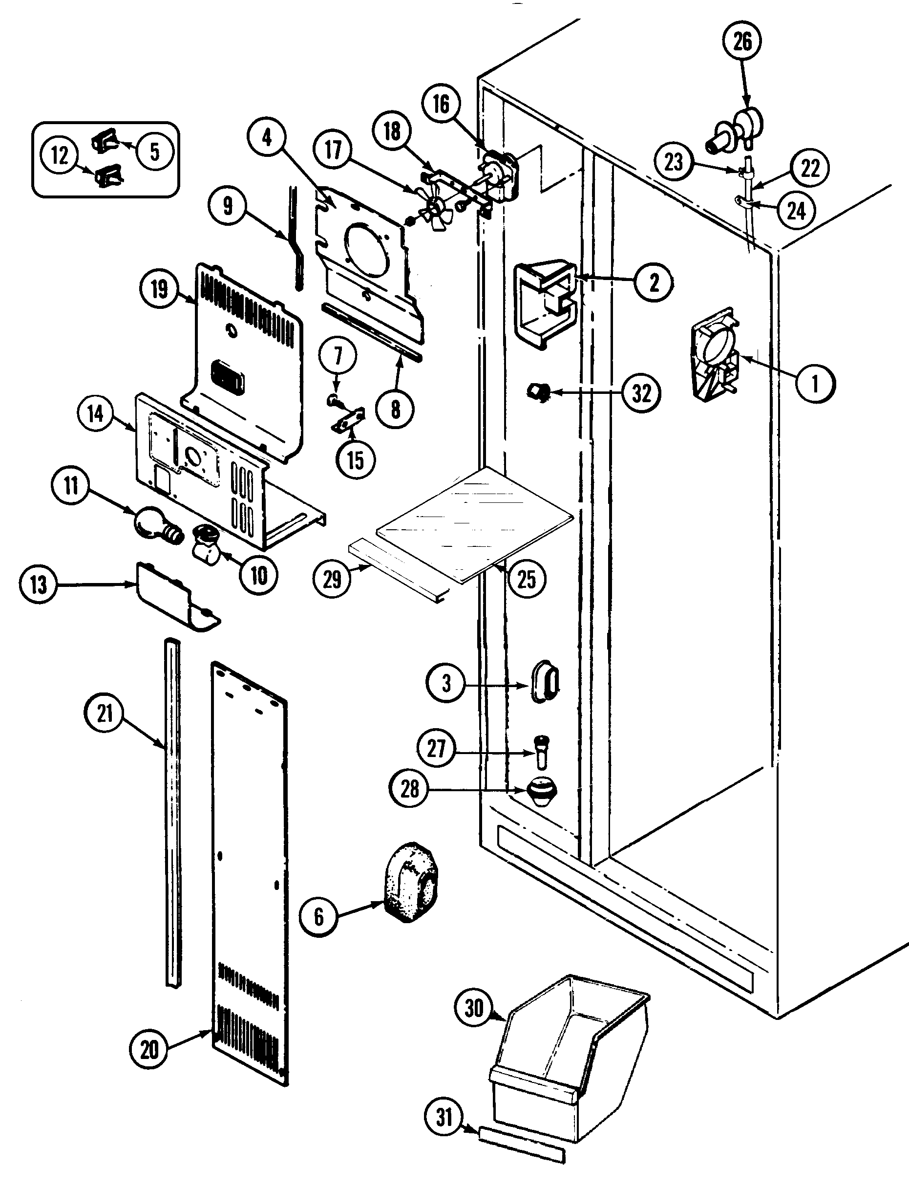 Admiral RSWA248AAE freezer compartment diagram