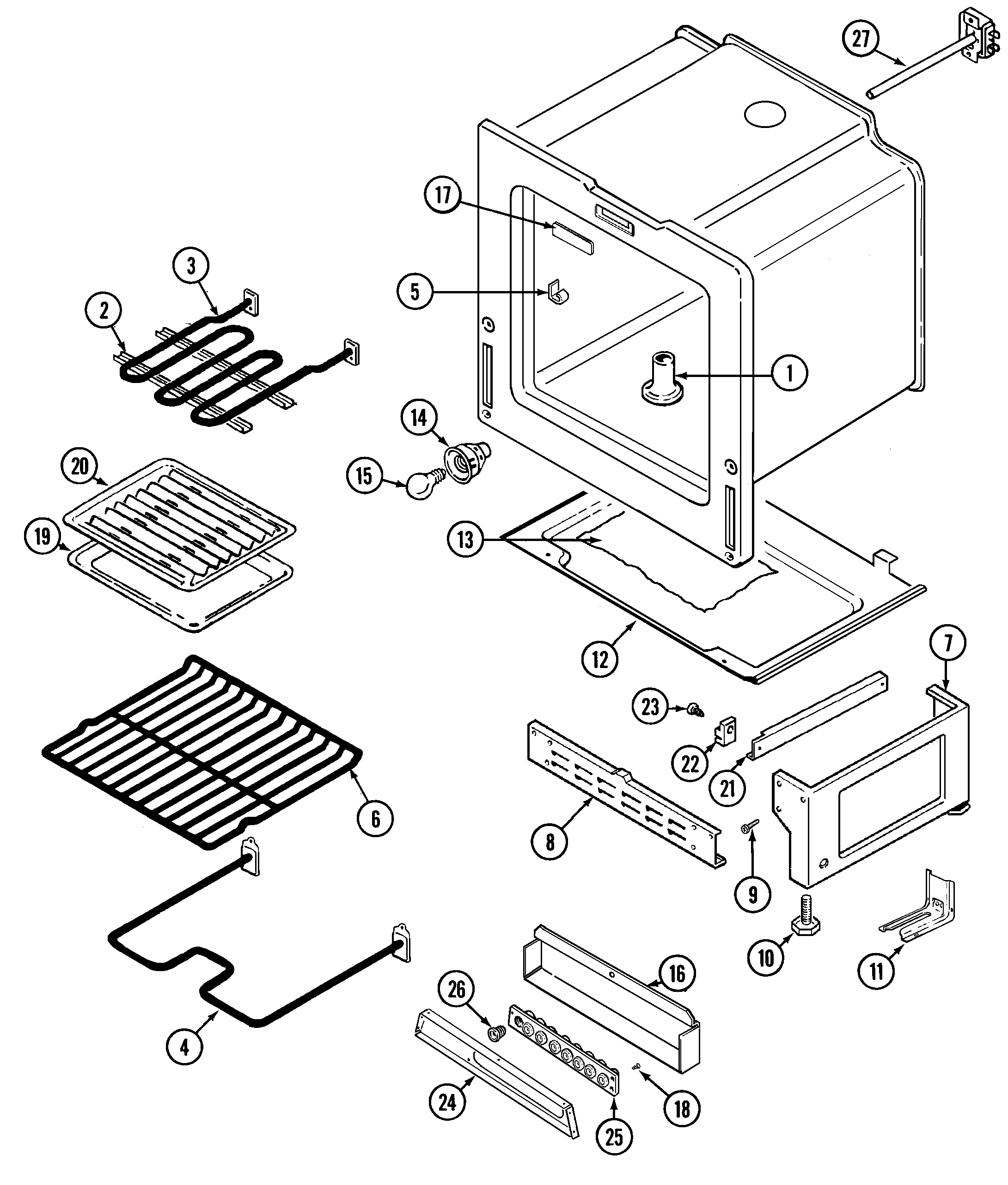 Maytag CRE7600BDL oven/base diagram