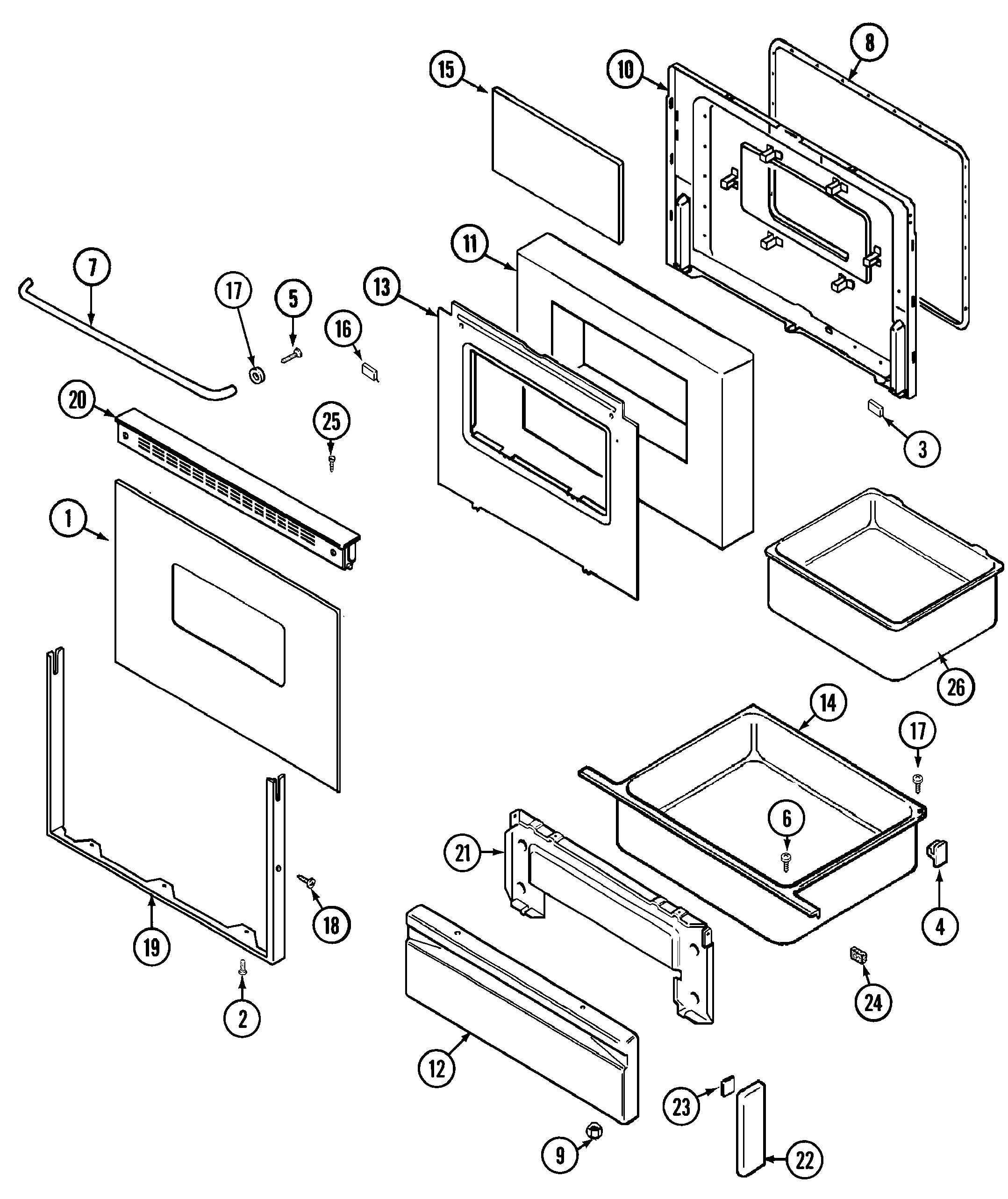 Maytag CRE7600BDL door/drawer (ser. pre. 13) diagram