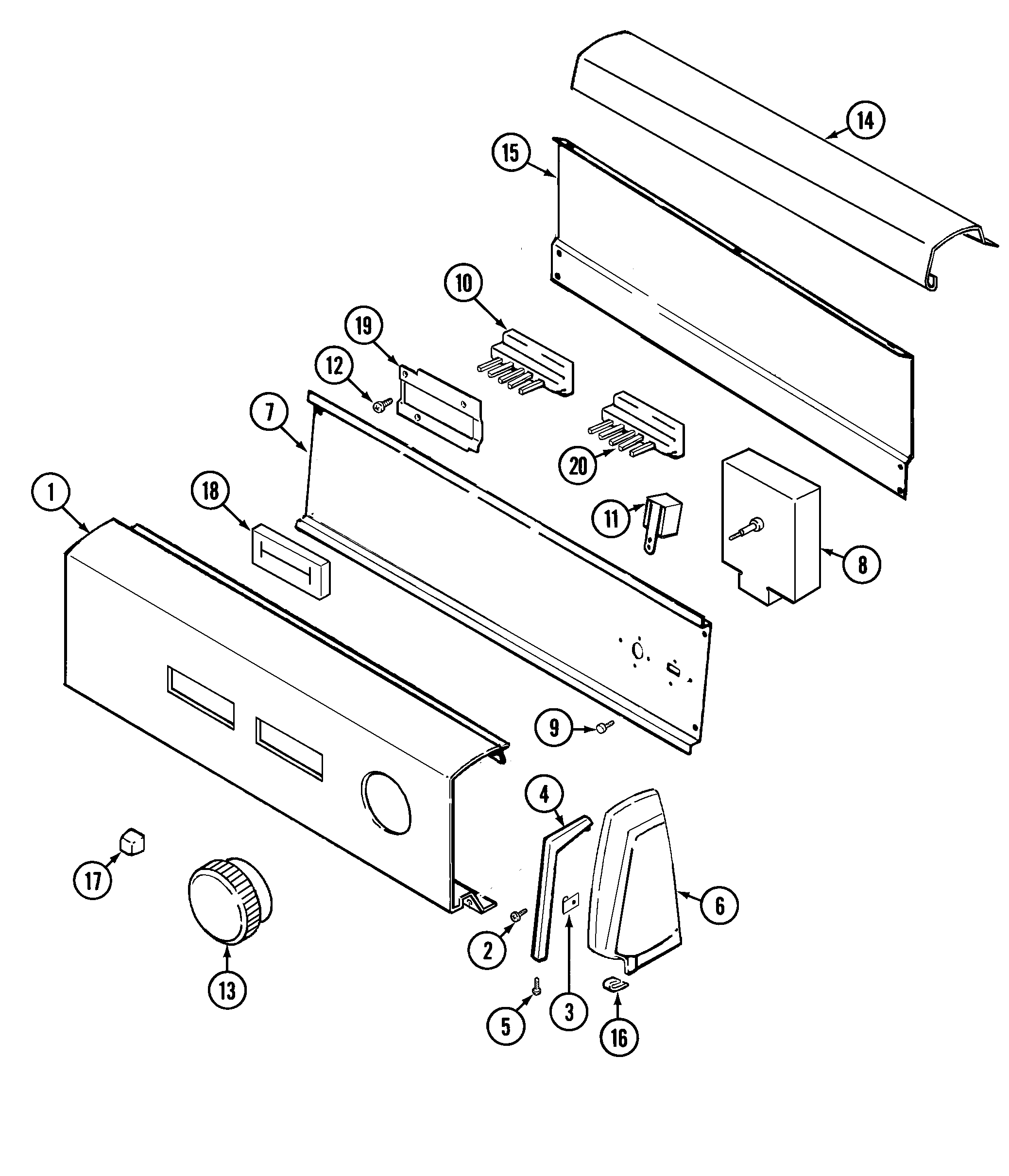 Jenn-Air JDE2000A control panel diagram