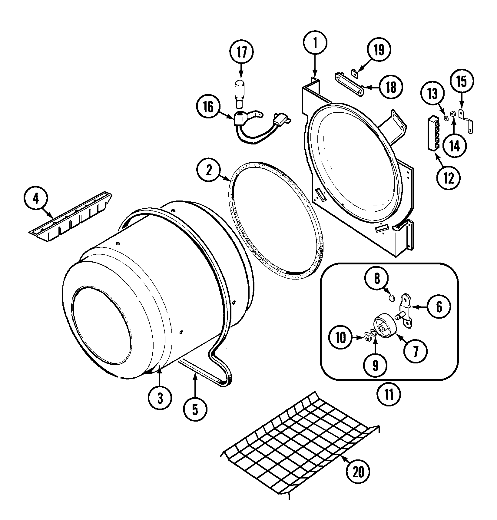 Jenn-Air JDE2000A tumbler diagram