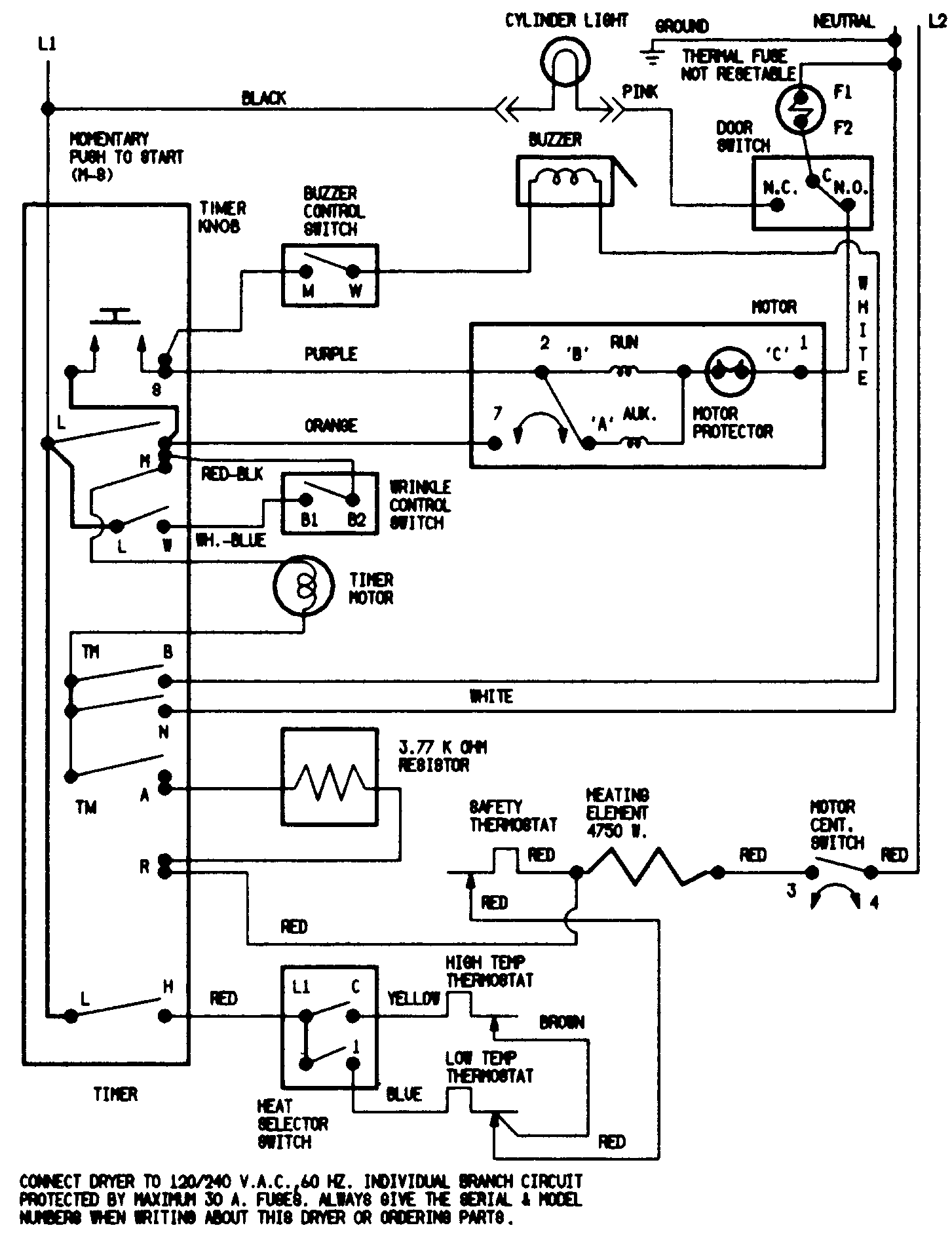 Jenn-Air JDE2000A wiring information diagram