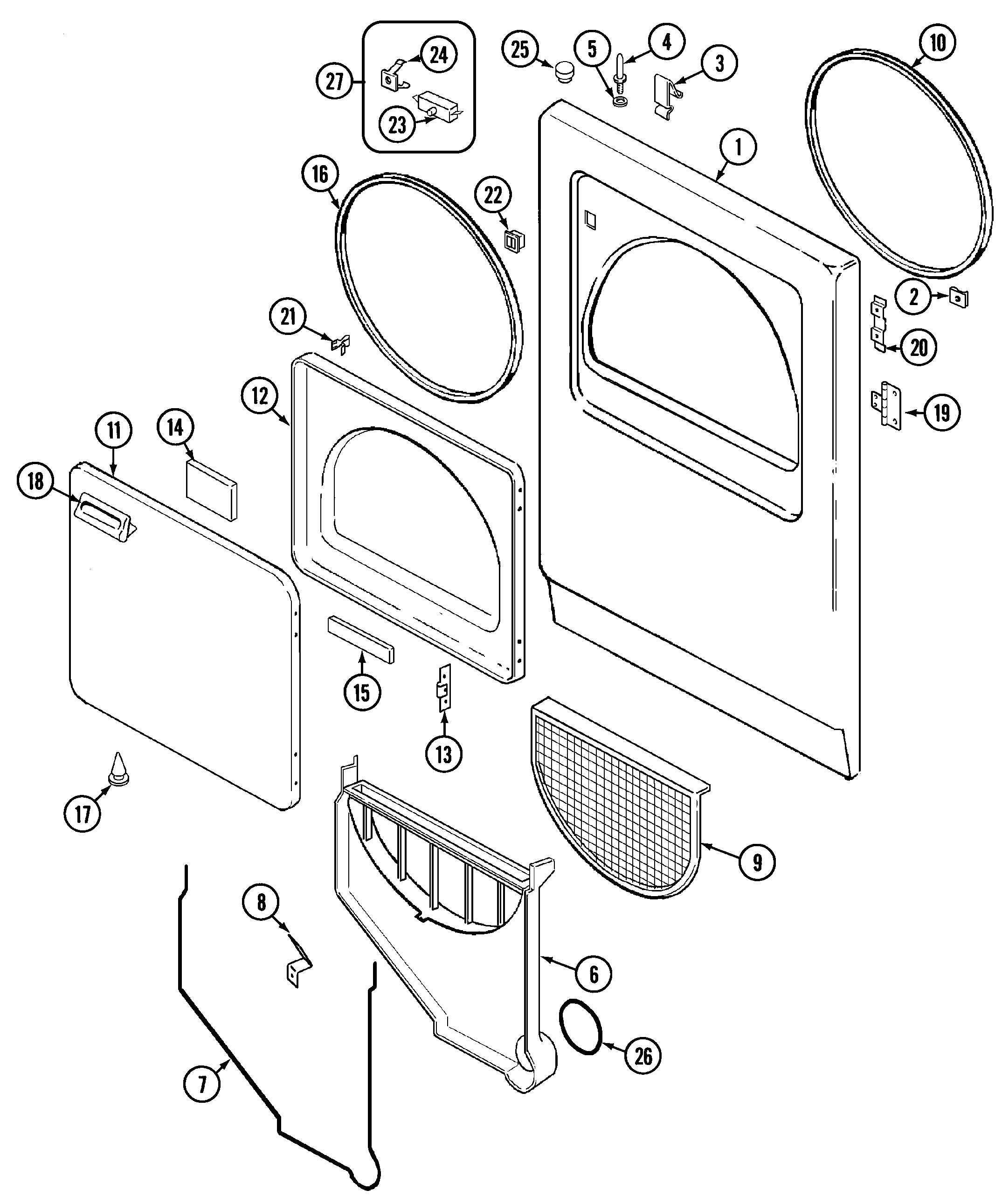 Jenn-Air JDE1000A door diagram