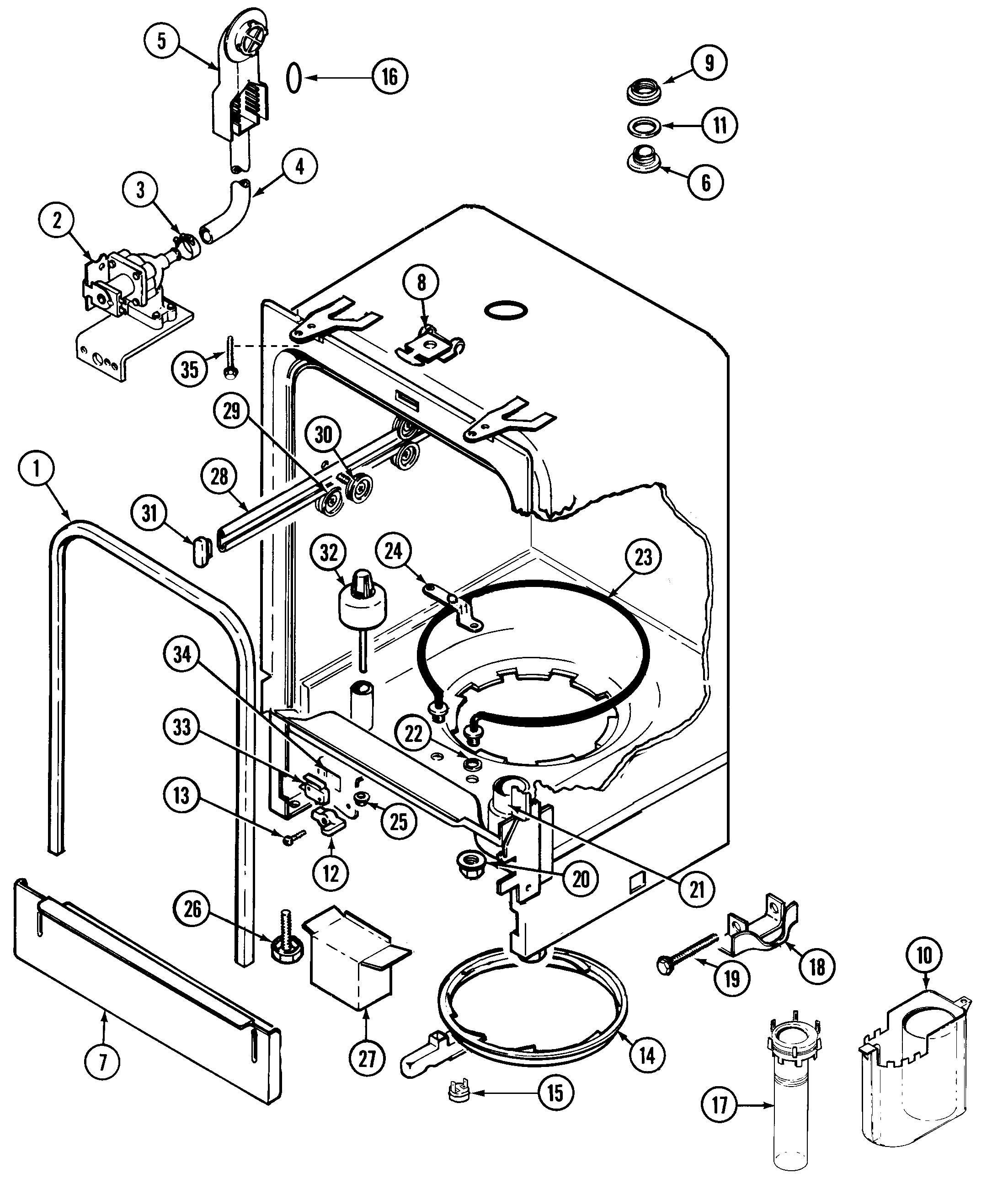 Jenn-Air DW700B tub diagram