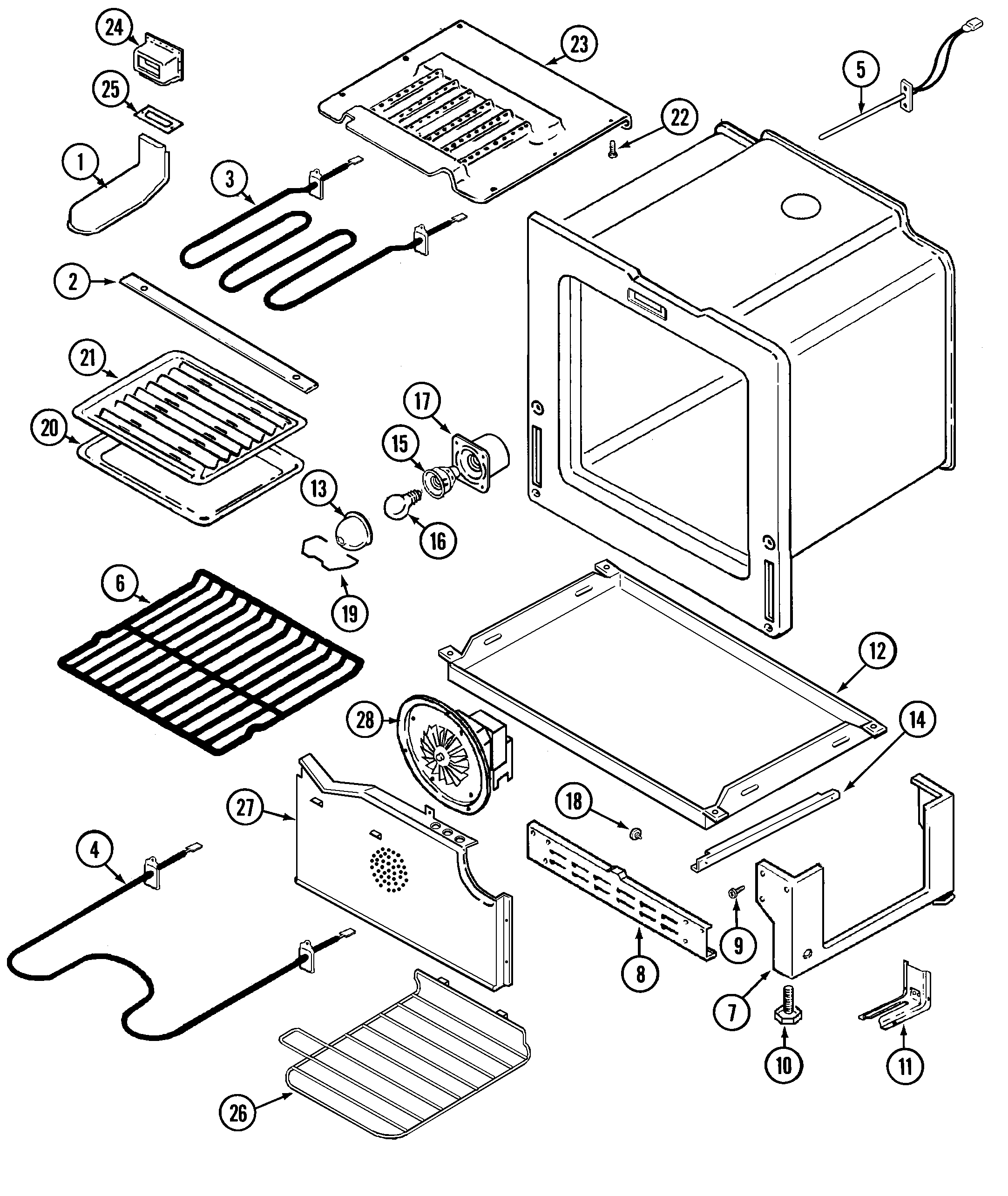 Maytag MER5870ACW oven/base diagram