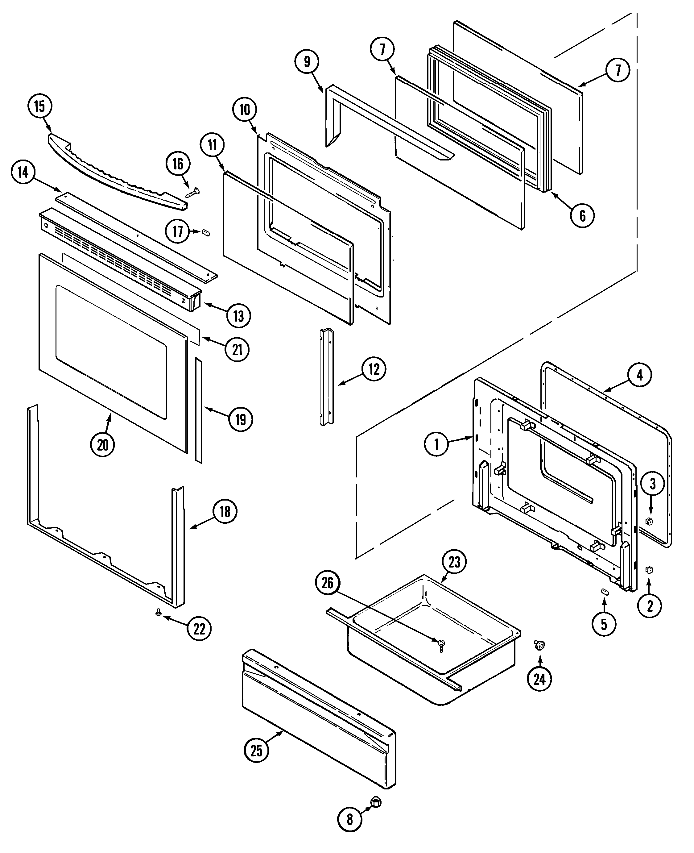 Maytag MER5755AAQ door/drawer diagram