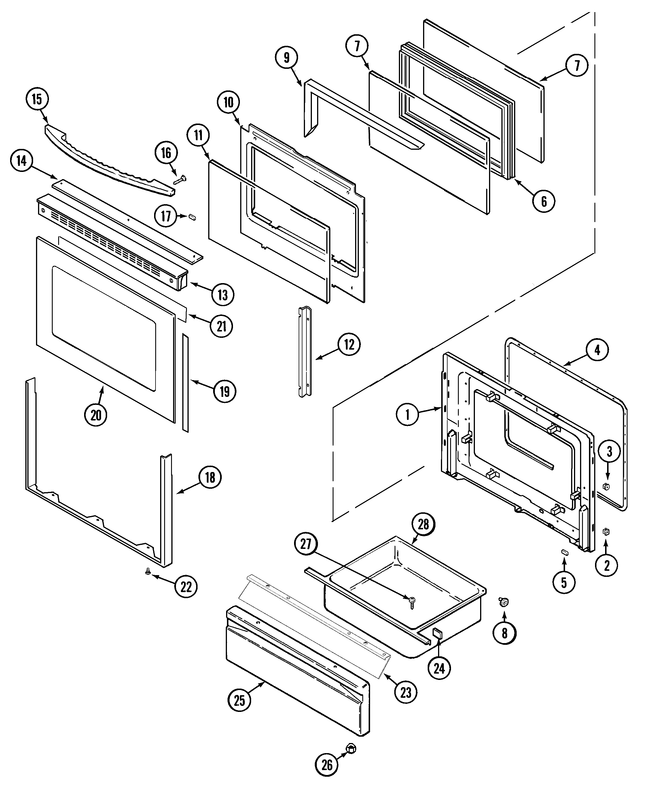 Maytag MGR5755ADQ door/drawer diagram