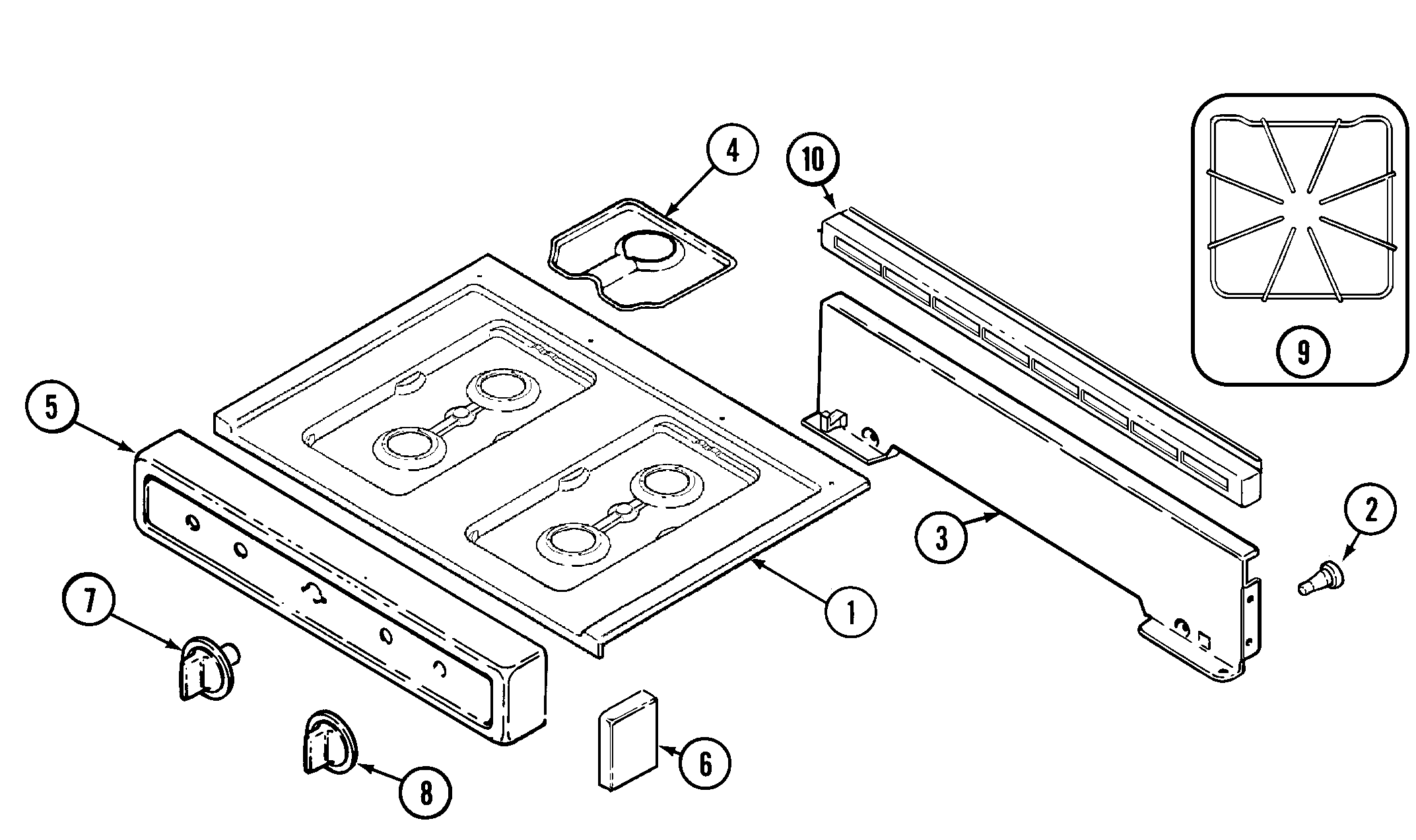 Magic Chef 3101WPW control panel/top assembly (3101wp*) diagram