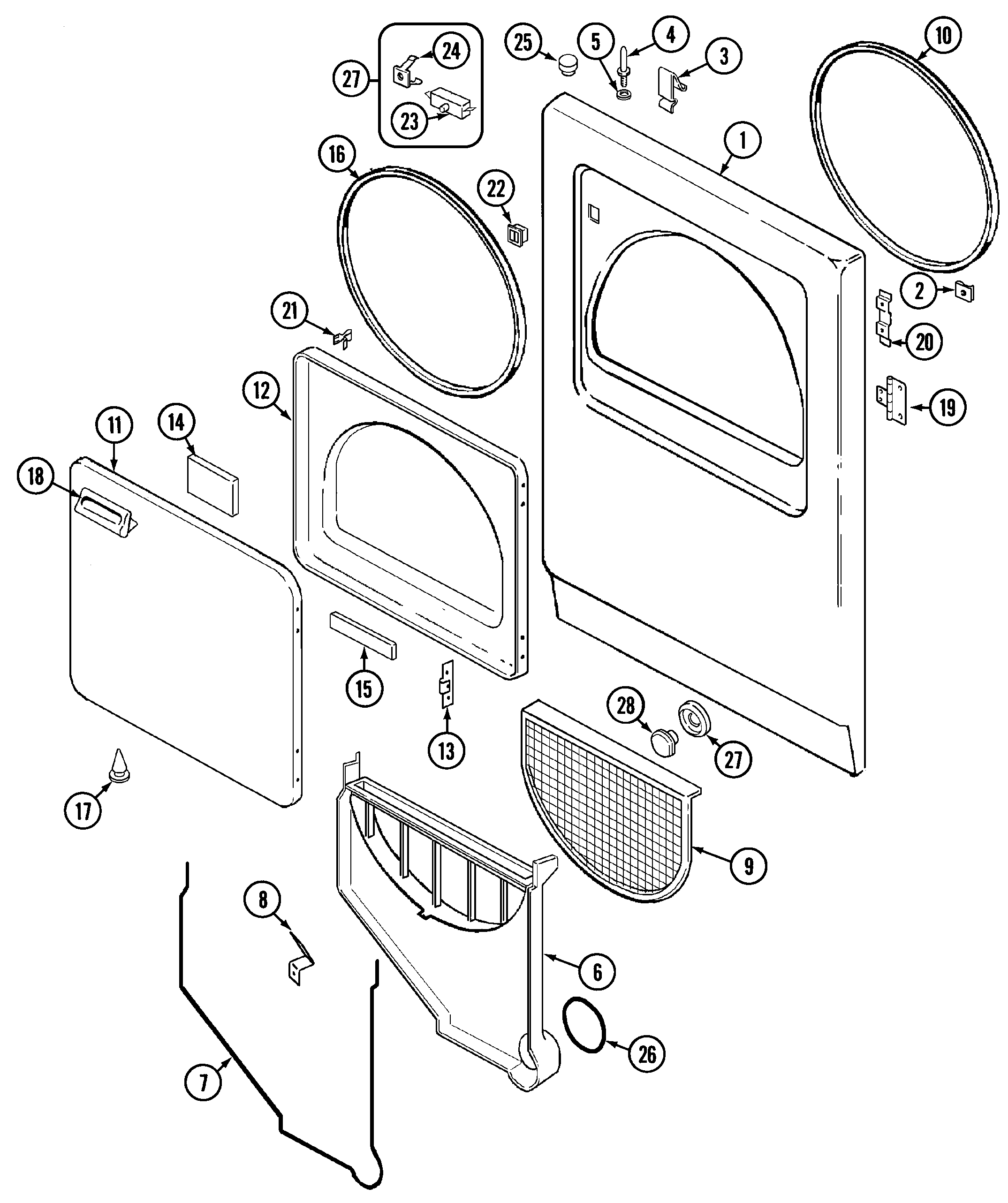 Jenn-Air JDG1000A door diagram