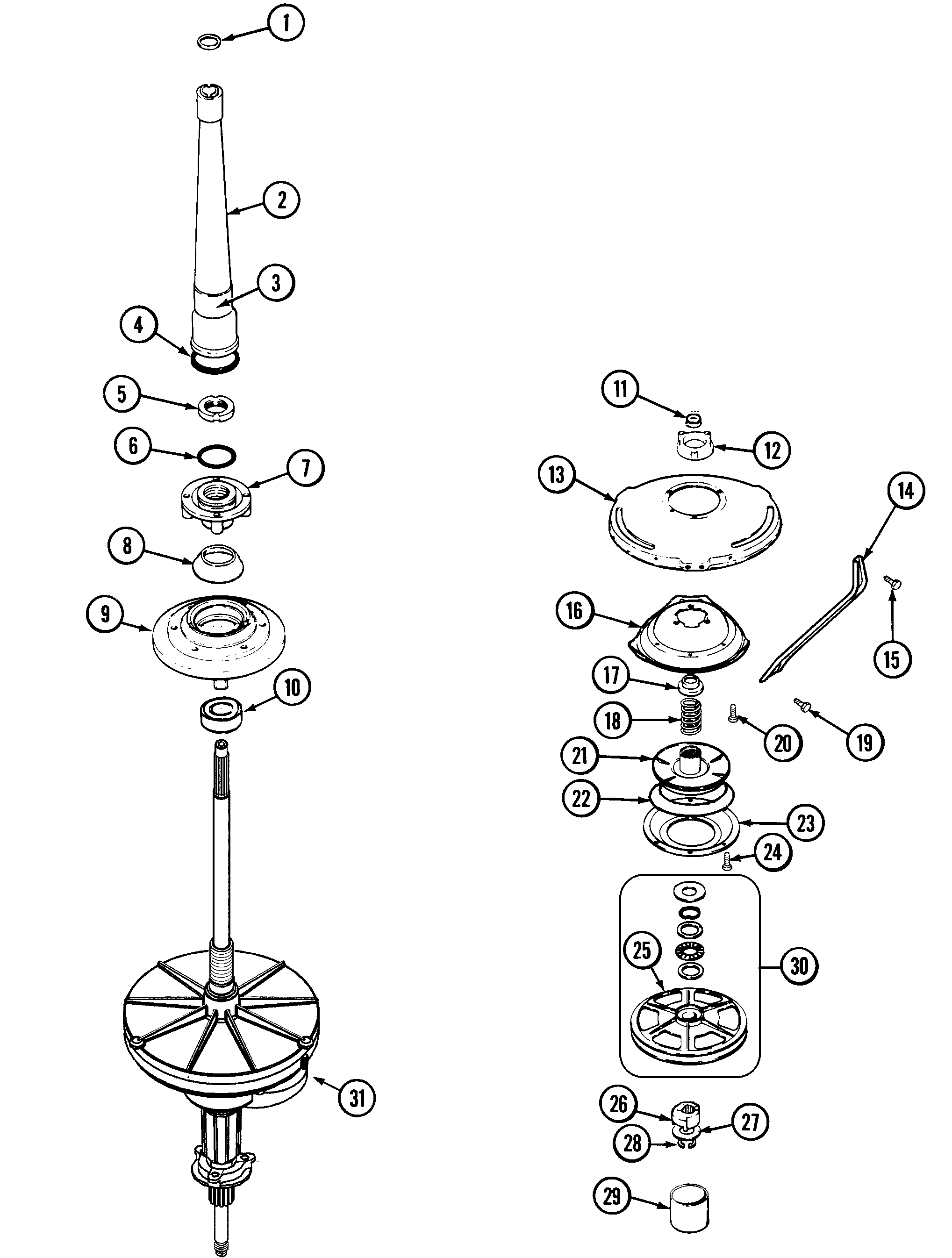 Maytag LAT1000AKE transmission, dual drive diagram