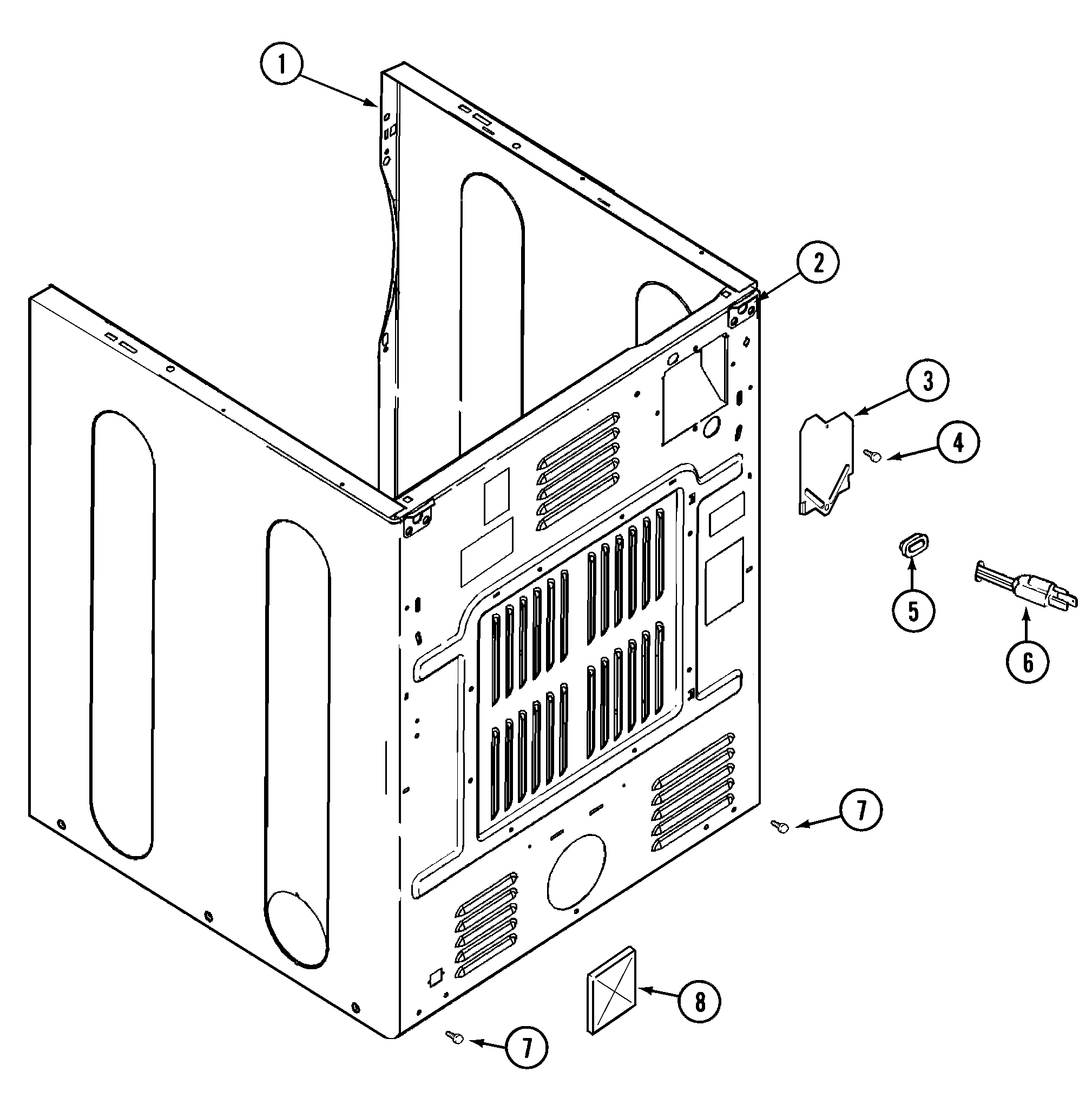 Maytag MDG9206AWA cabinet-rear diagram