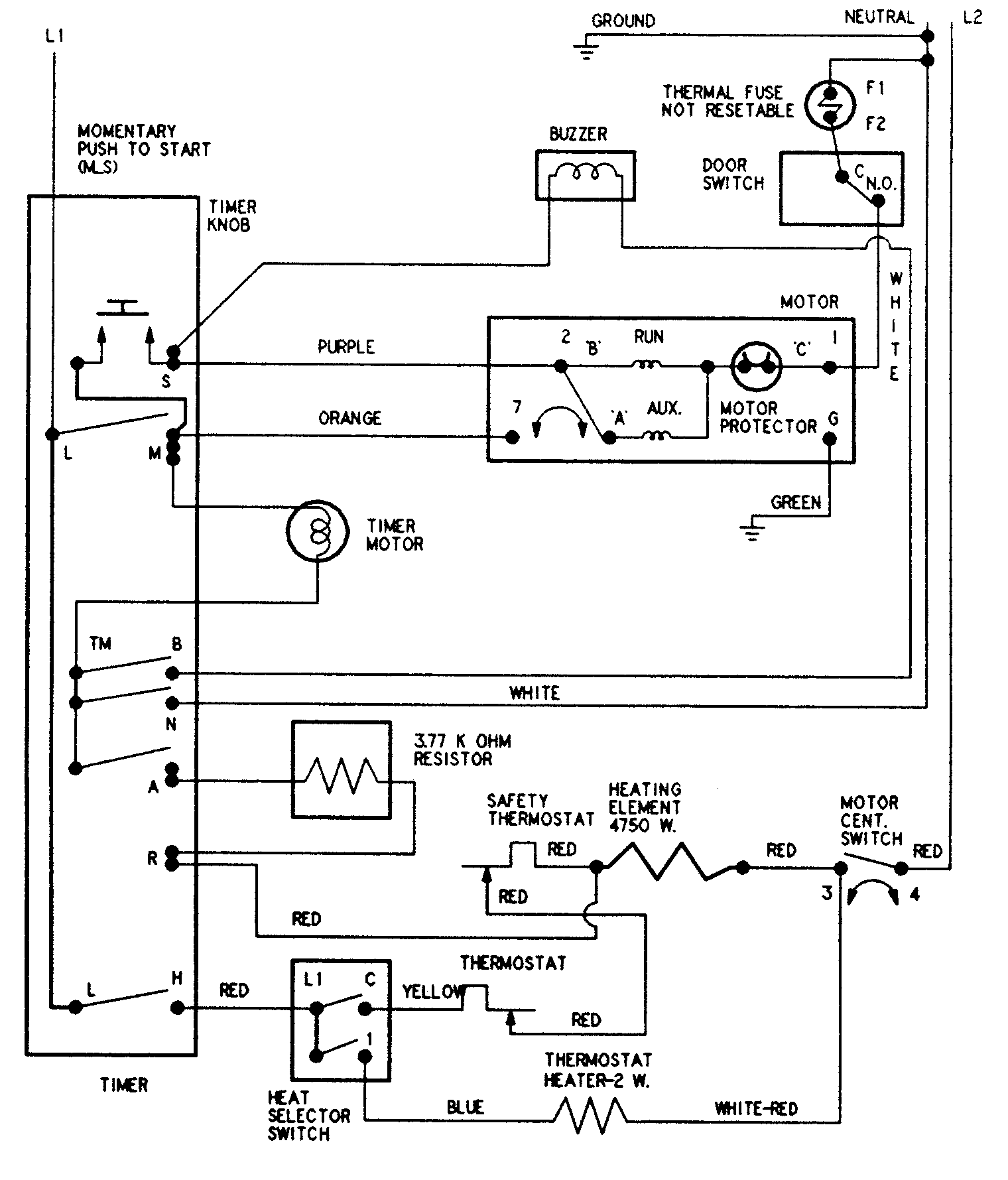 Admiral AYE2250AYW wiring information diagram