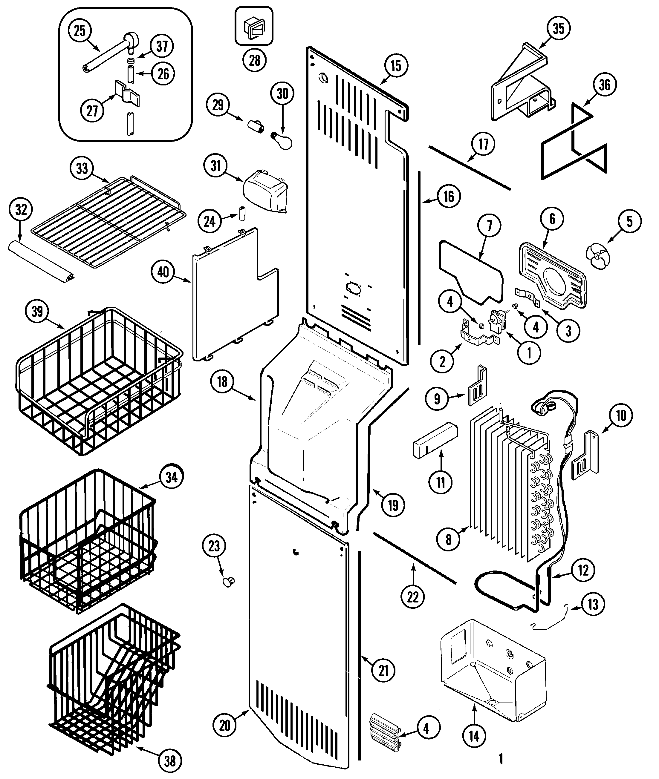 Maytag MSD2758DRB freezer compartment diagram