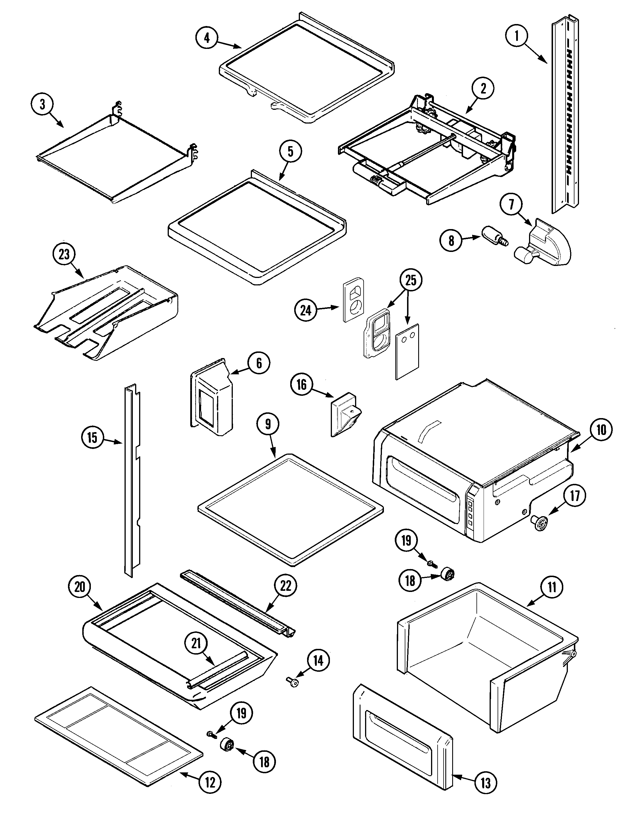 Maytag MSD2758DRB shelves & accessories diagram